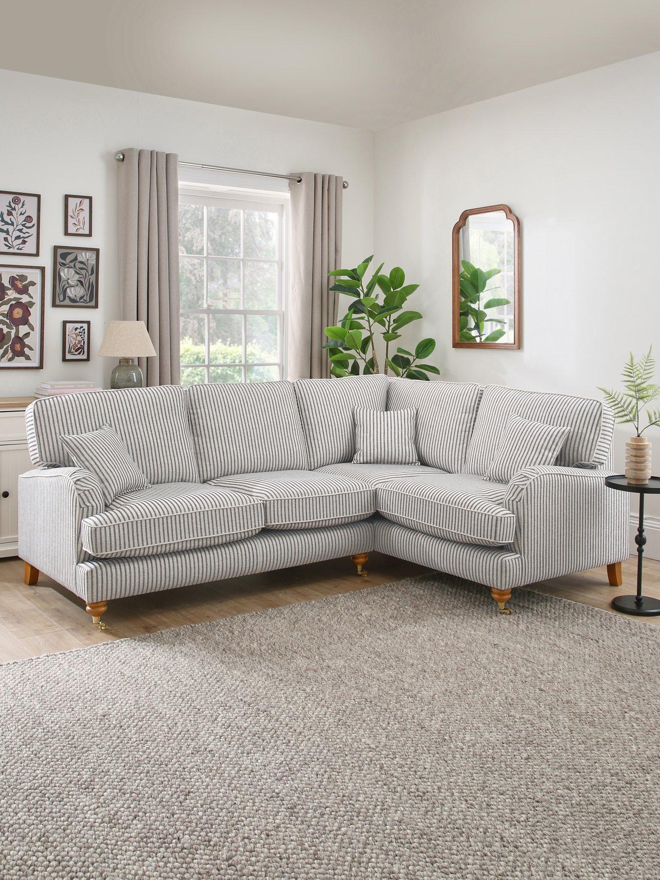 undefined Bay Stripe Right Hand Double Arm Corner Group Sofa - Made to Order in the UK