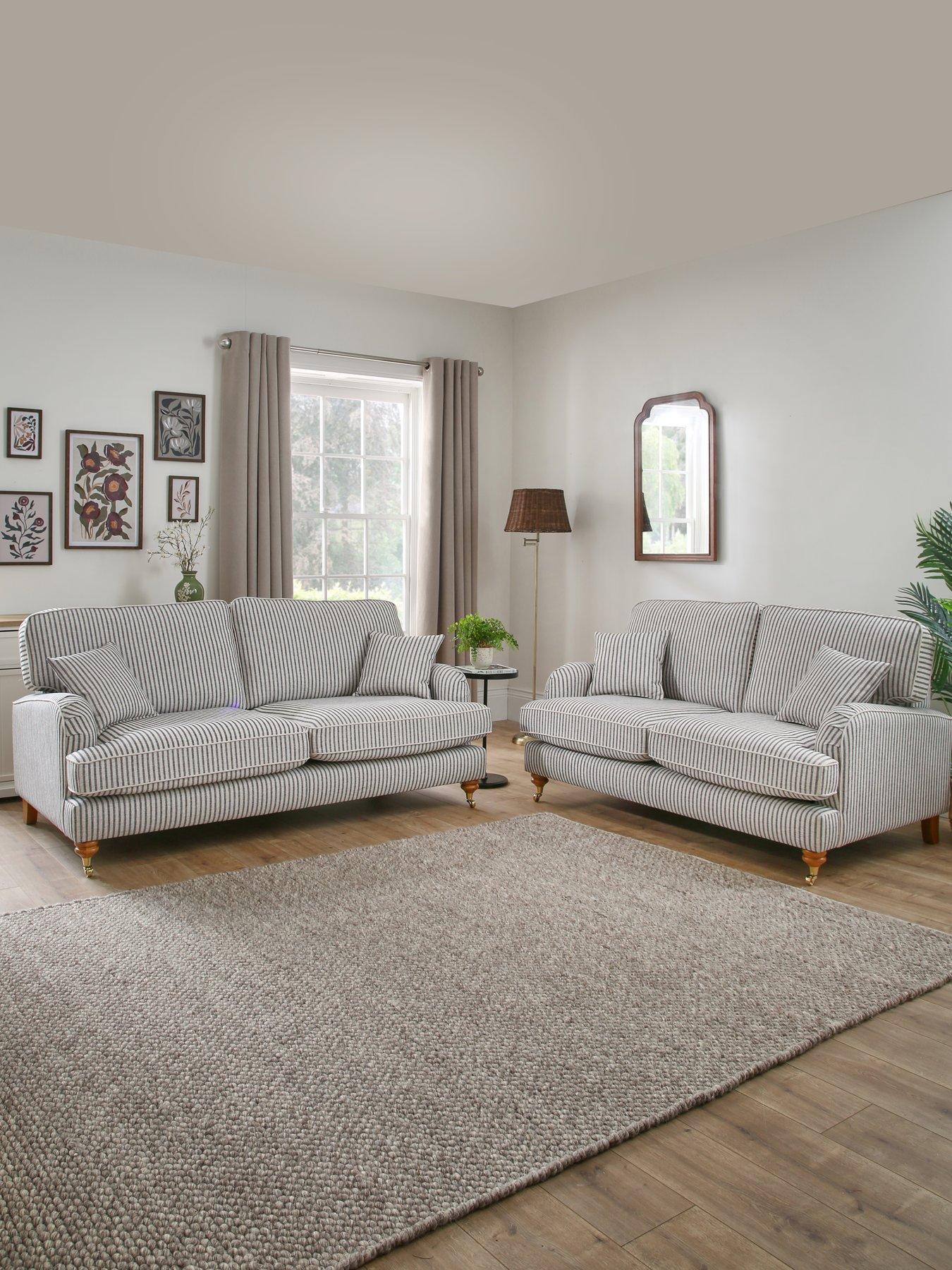 undefined Bay Stripe 3 Seater + 2 Seater Fabric Sofa Set (Buy  &  SAVE!) - Made to Order in the UK