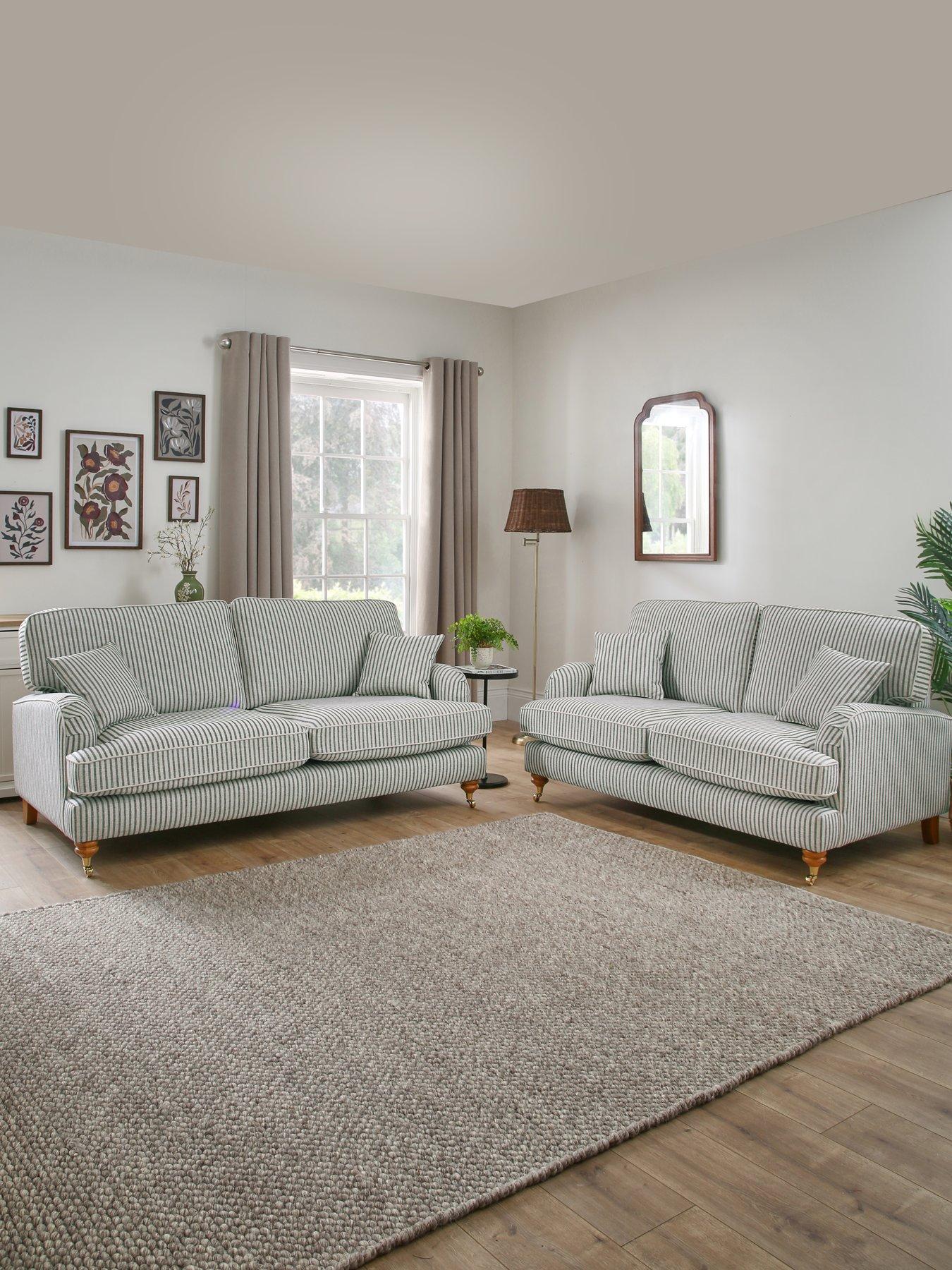 undefined Bay Stripe 3 Seater + 2 Seater Fabric Sofa Set (Buy  &  SAVE!) - Made to Order in the UK