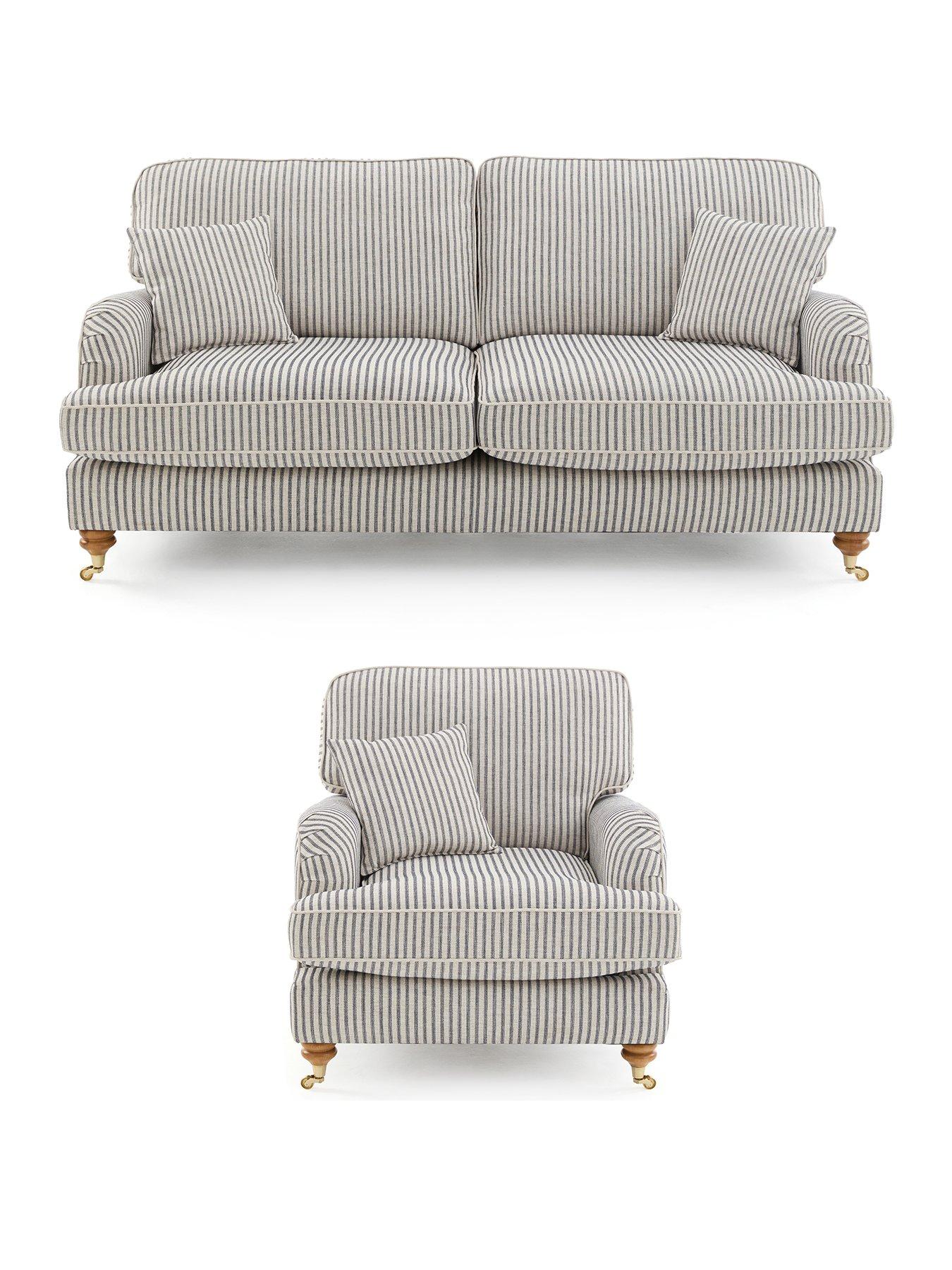 Image 2 of 7 of The Very Collection Bay Stripe 3 Seater Sofa&nbsp;+ Armchair Set (Buy &amp; SAVE!)&nbsp;- Made to Order in the UK