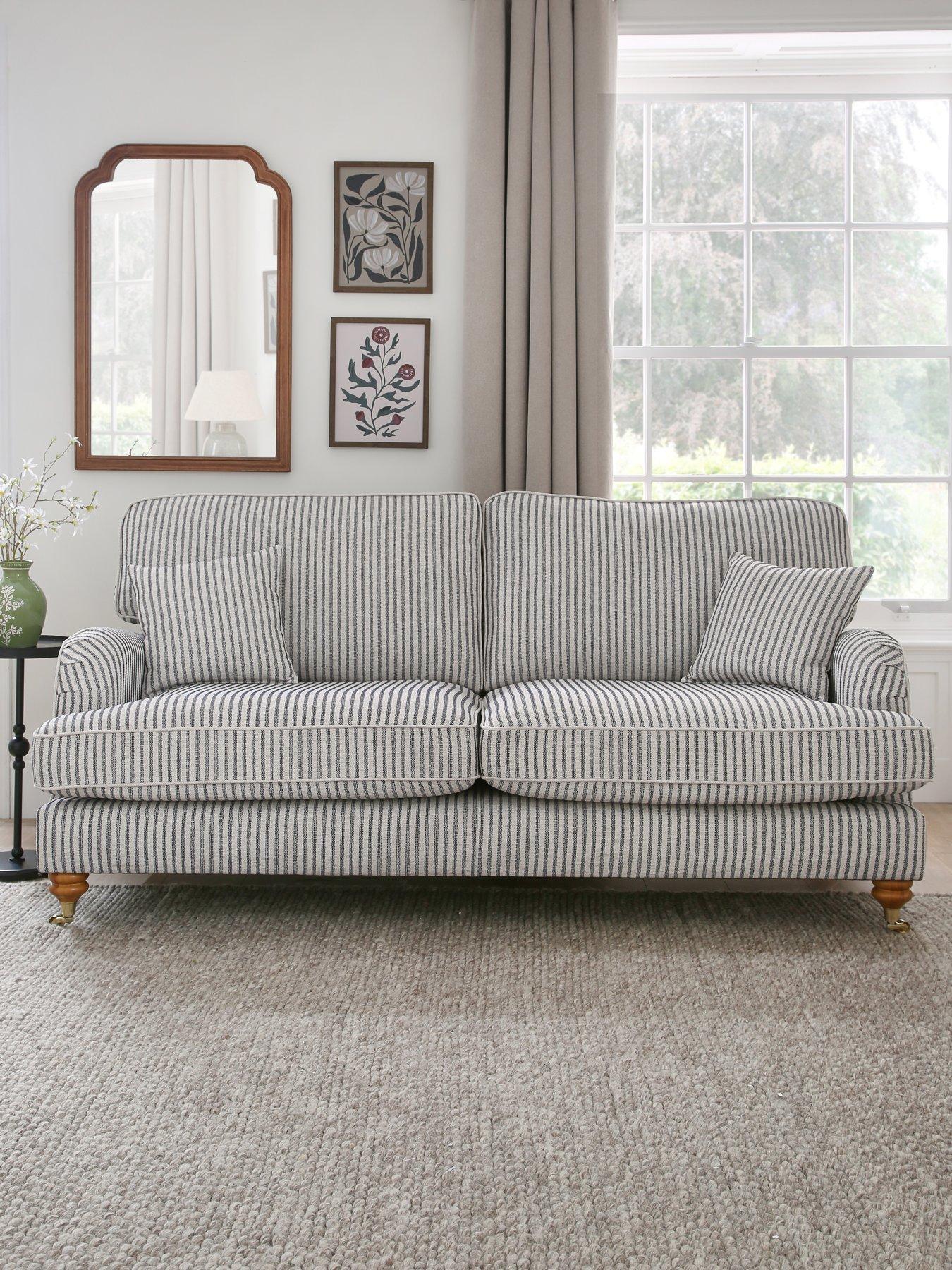 undefined Bay Stripe 3 Seater Fabric Sofa - Made to Order in the UK