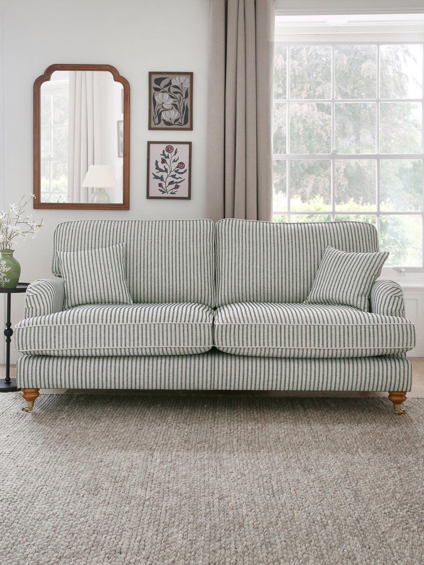 undefined Bay Stripe 3 Seater Fabric Sofa - Made to Order in the UK
