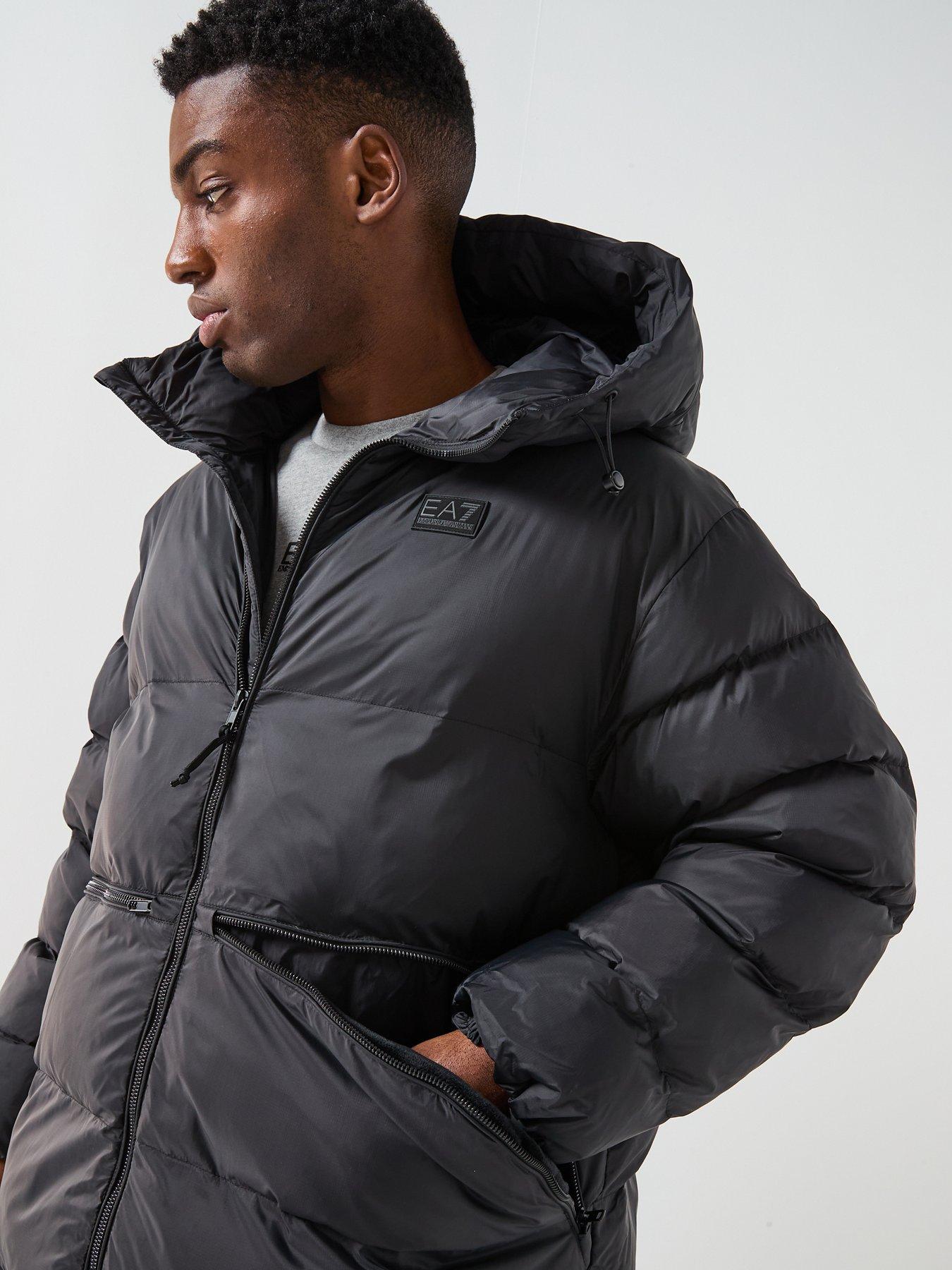 EA7 Emporio Armani Mountain Polar Back Logo Longline Padded Parka - Black