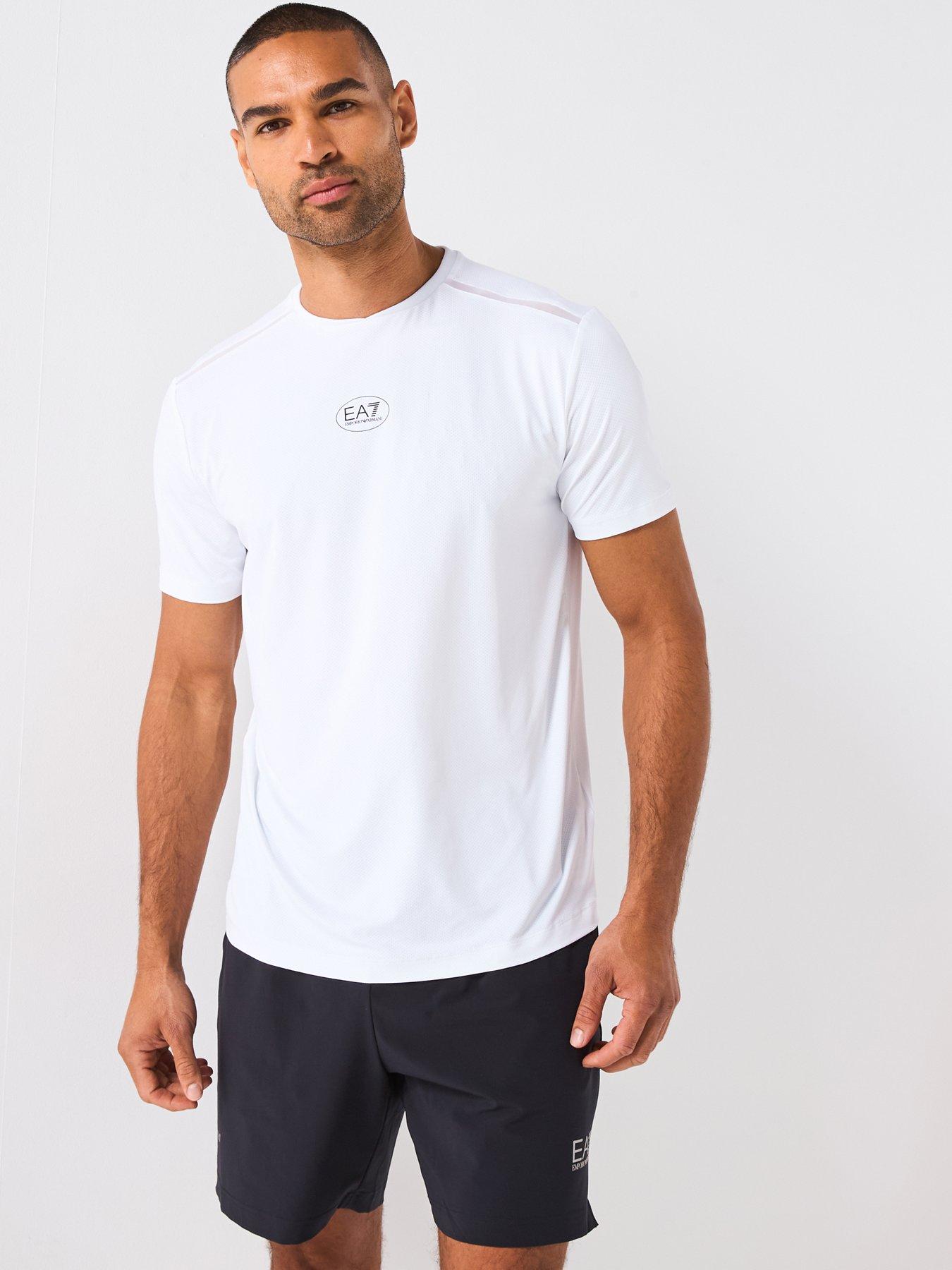 Image 1 of 6 of EA7 Emporio Armani Tennis Pro Small Central Logo T-Shirt - White