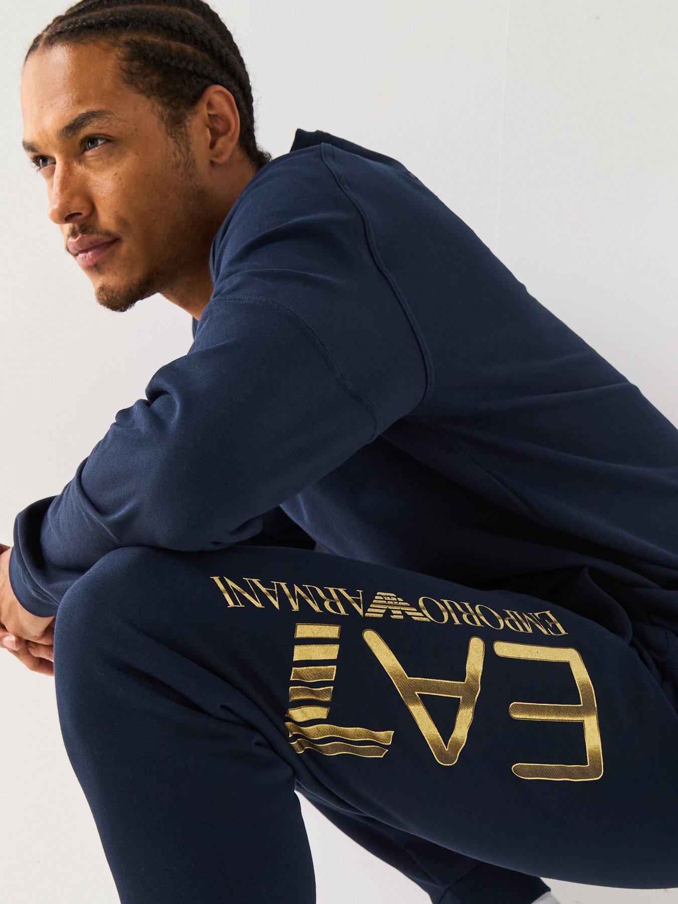 Image 4 of 6 of EA7 Emporio Armani EA7 Train Logo Series Large Logo Joggers - Navy