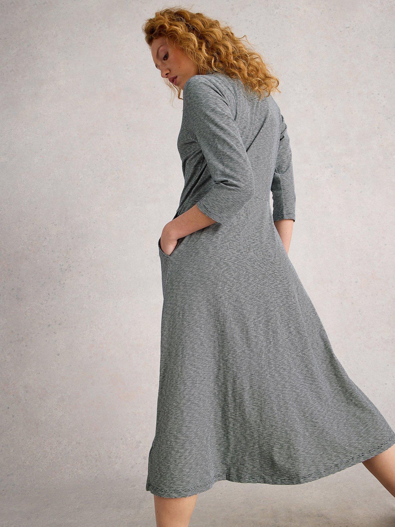 Image 2 of 6 of White Stuff Rua Jersey Half Placket Dress - Navy