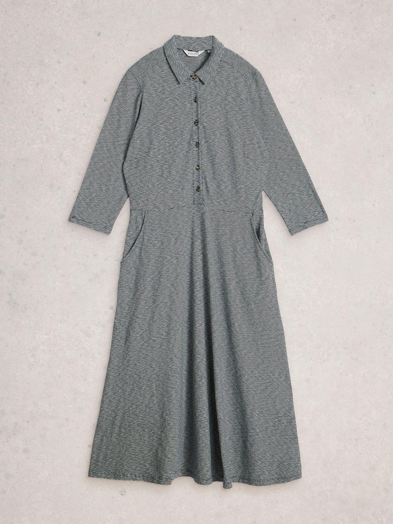 Image 5 of 6 of White Stuff Rua Jersey Half Placket Dress - Navy