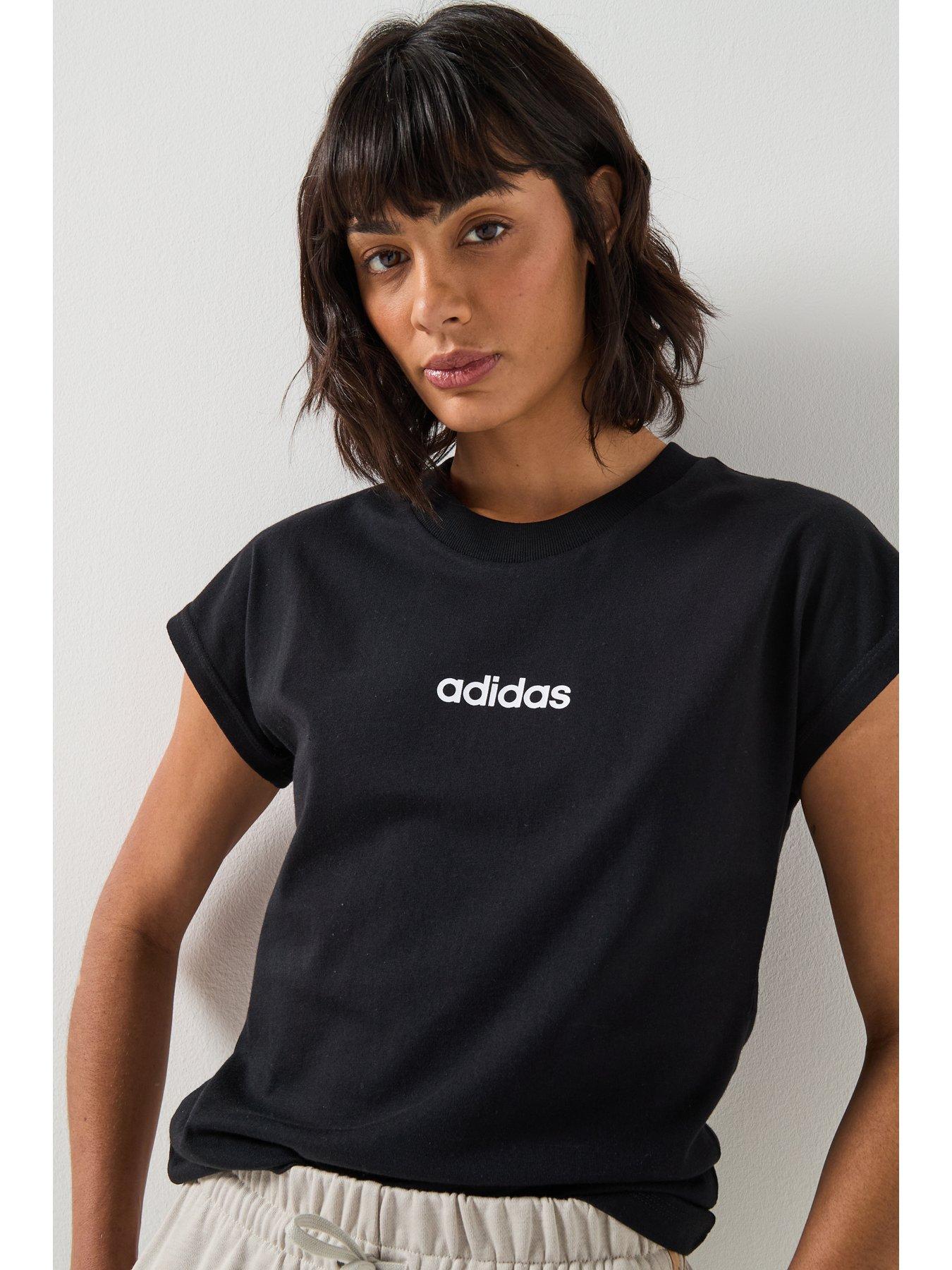  image of adidas-sportswear-womens-essentials-linear-cotton-t-shirt-black