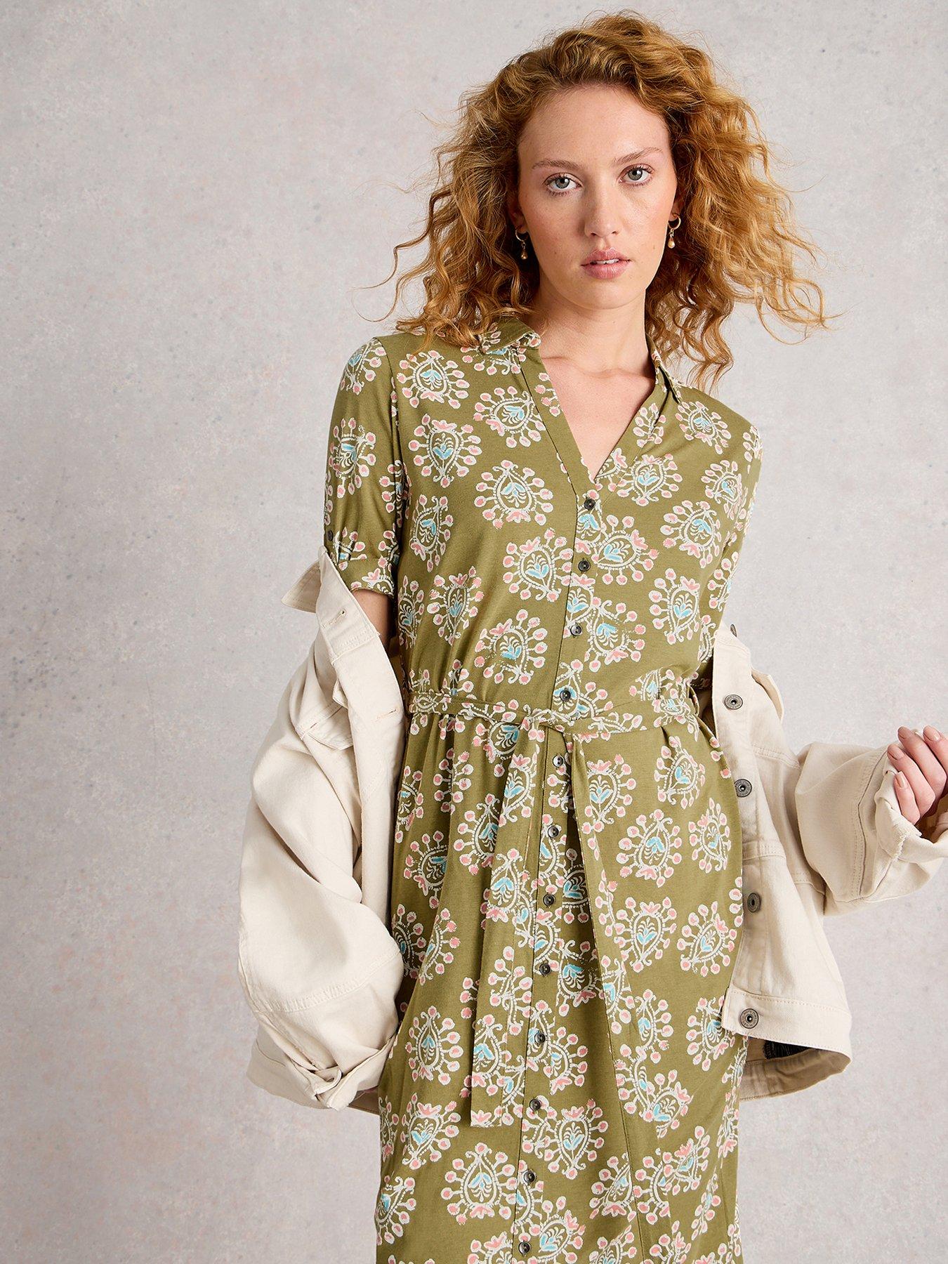 undefined Annie Jersey Shirt Dress - Green