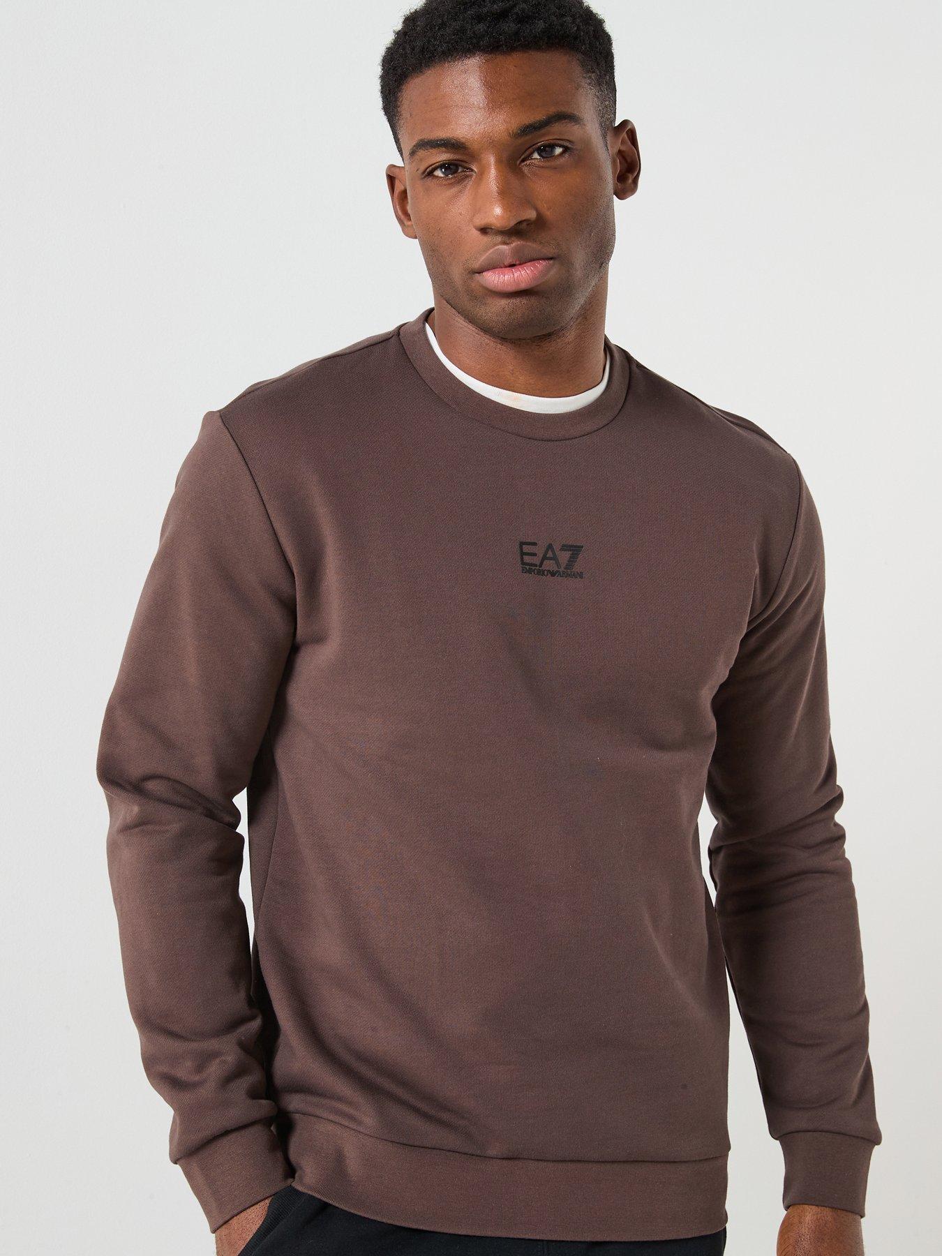  image of ea7-emporio-armani-core-id-logo-crew-sweatshirt-brown