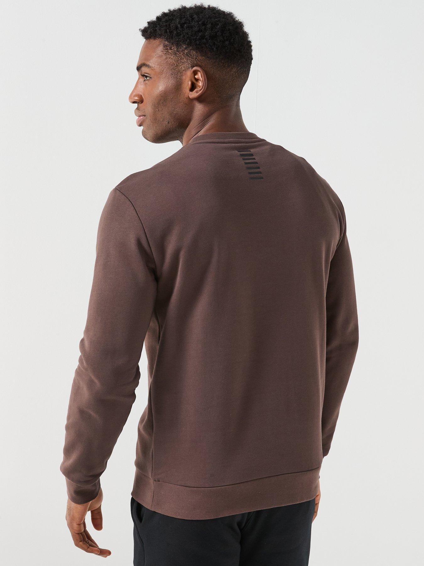  image of ea7-emporio-armani-core-id-logo-crew-sweatshirt-brown