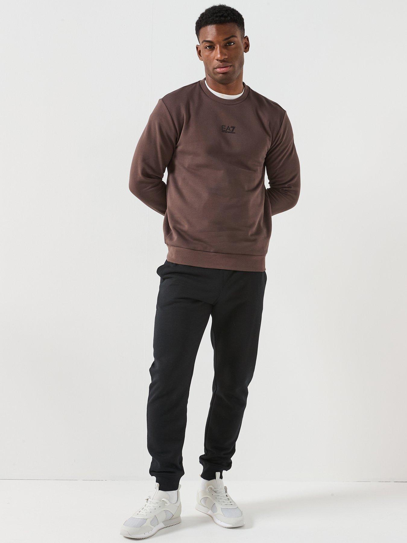  image of ea7-emporio-armani-core-id-logo-crew-sweatshirt-brown