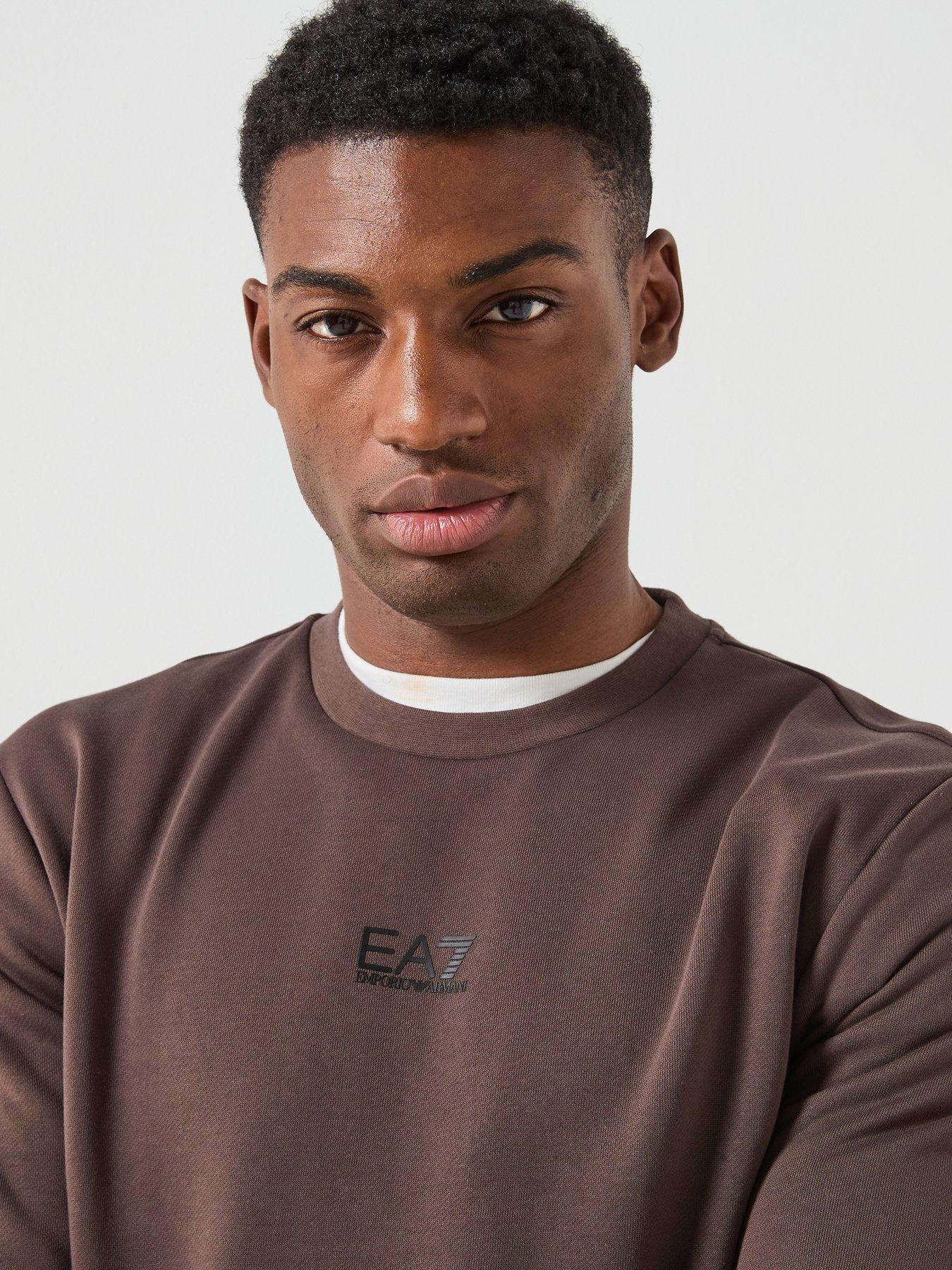  image of ea7-emporio-armani-core-id-logo-crew-sweatshirt-brown