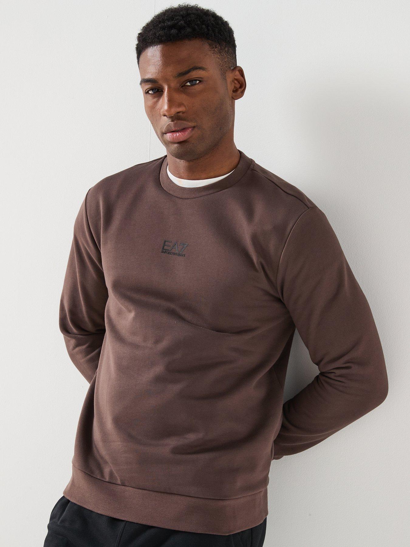  image of ea7-emporio-armani-core-id-logo-crew-sweatshirt-brown