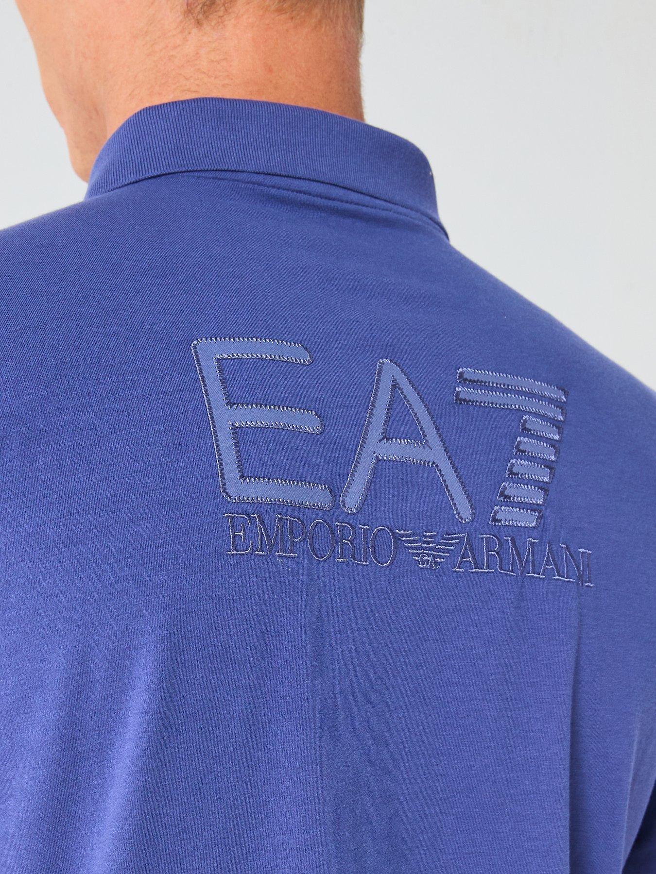 Image 4 of 6 of EA7 Emporio Armani Train Visibility Small Logo Polo Shirt - Blue
