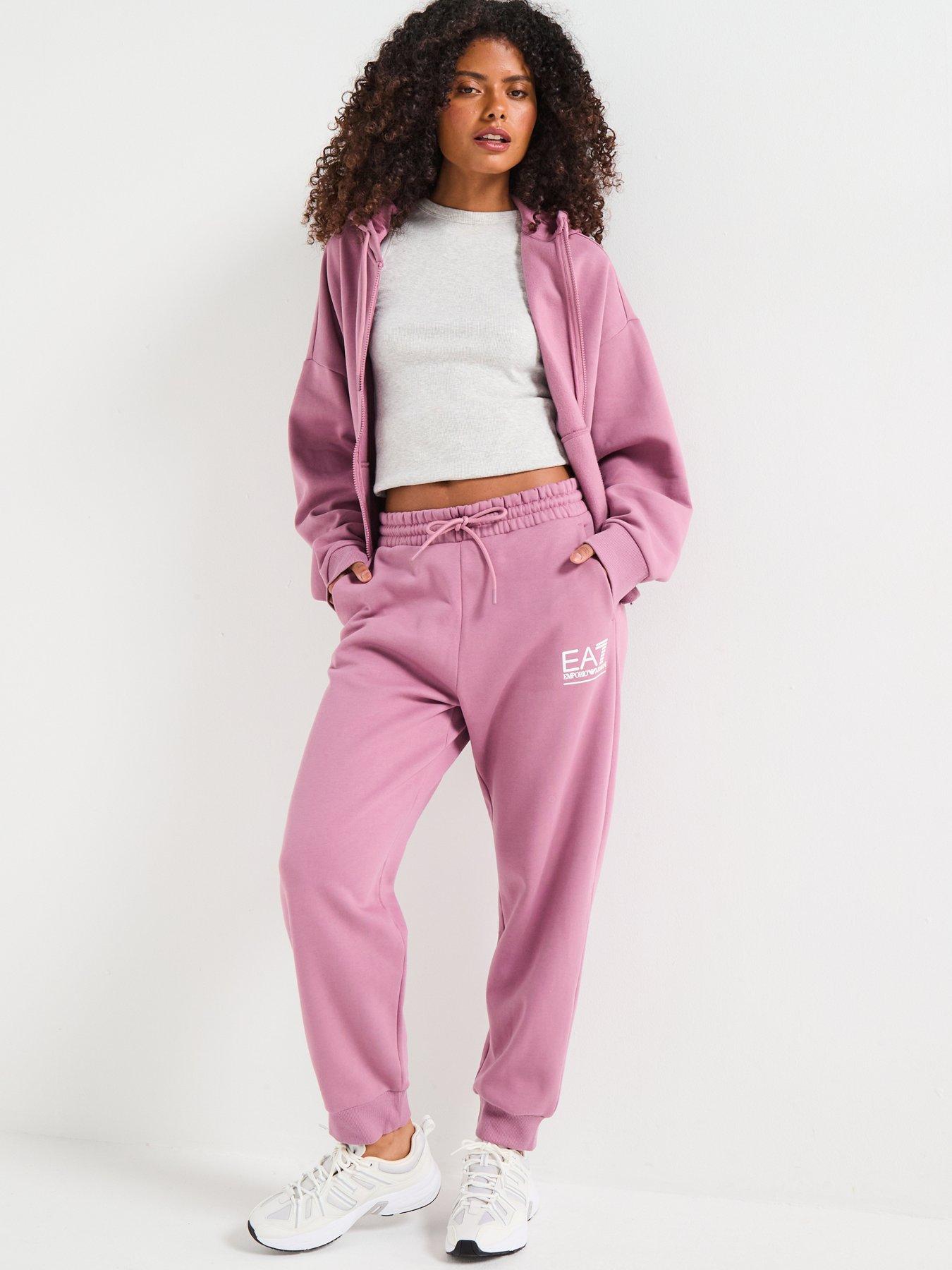 image of ea7-emporio-armani-zip-through-hoodie-pink