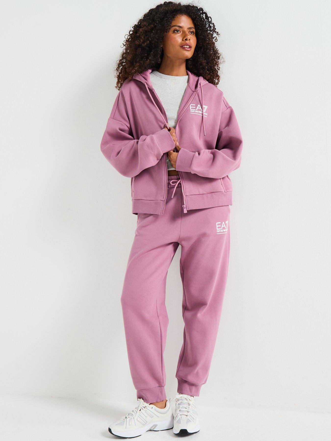 image of ea7-emporio-armani-zip-through-hoodie-pink