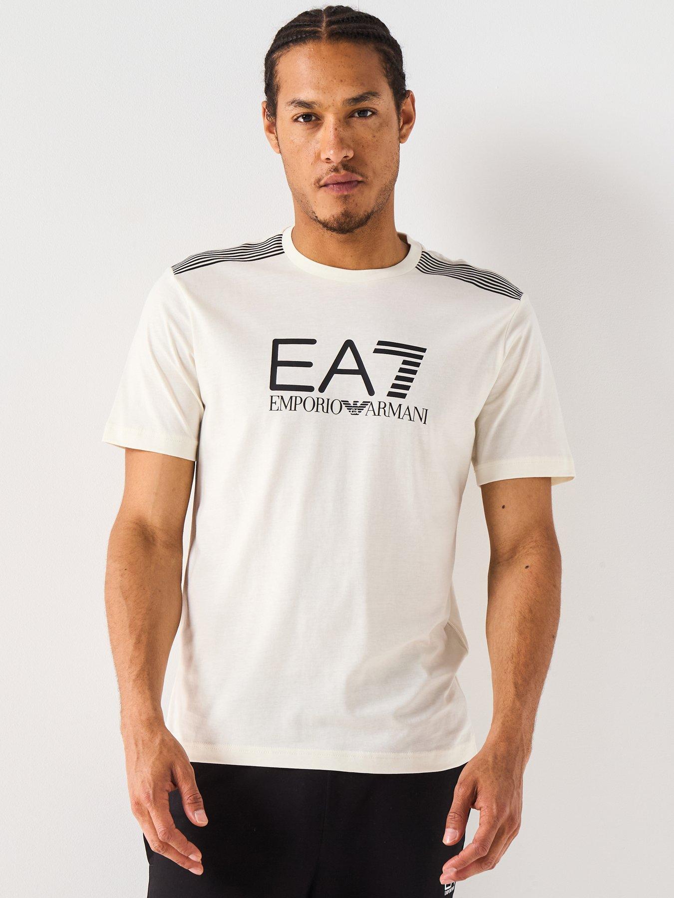  image of ea7-emporio-armani-train-7-lines-large-logo-t-shirt-beige