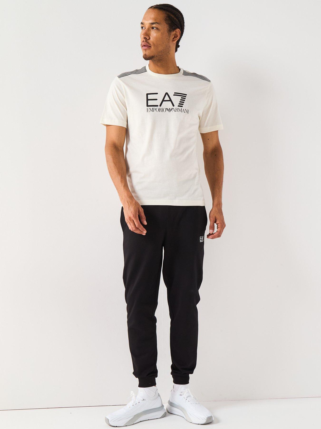  image of ea7-emporio-armani-train-7-lines-large-logo-t-shirt-beige