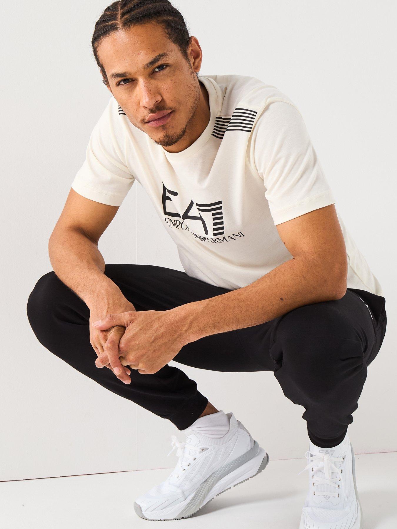  image of ea7-emporio-armani-train-7-lines-large-logo-t-shirt-beige