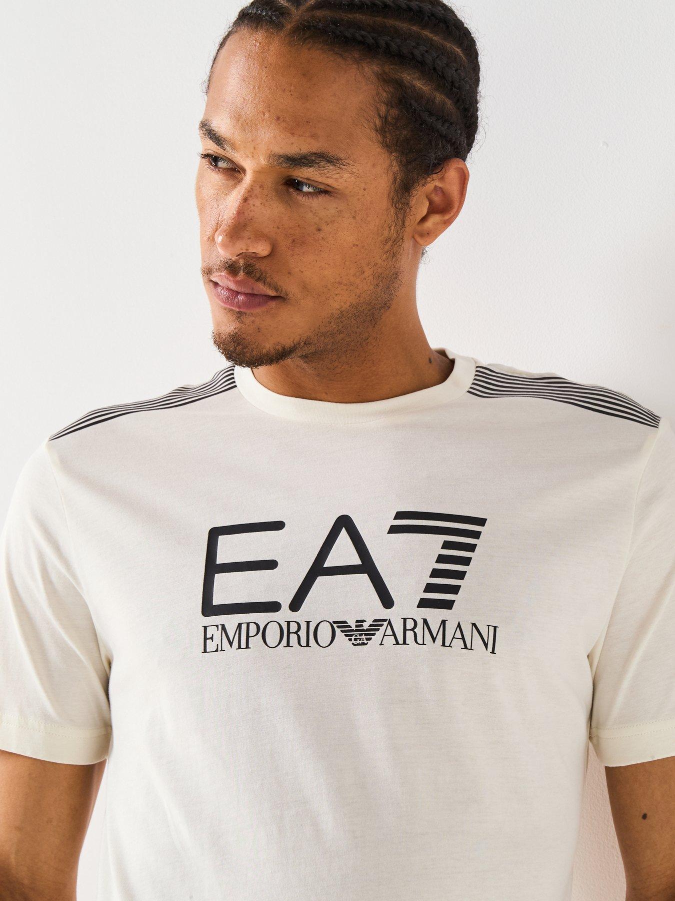  image of ea7-emporio-armani-train-7-lines-large-logo-t-shirt-beige