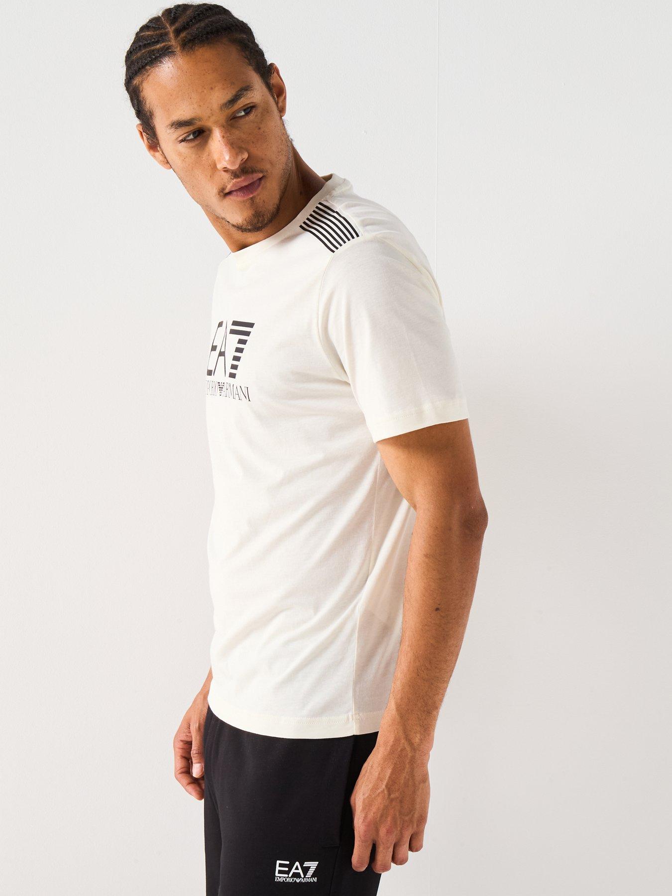  image of ea7-emporio-armani-train-7-lines-large-logo-t-shirt-beige