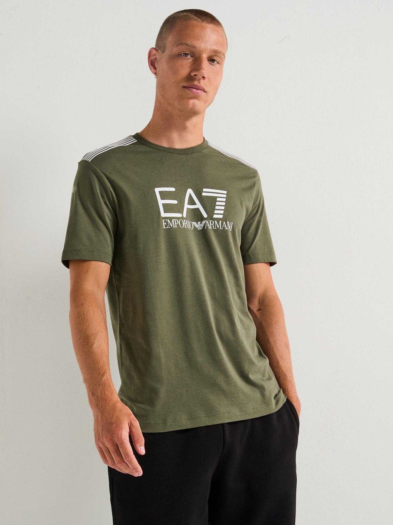  image of ea7-emporio-armani-train-7-lines-large-logo-t-shirt-green