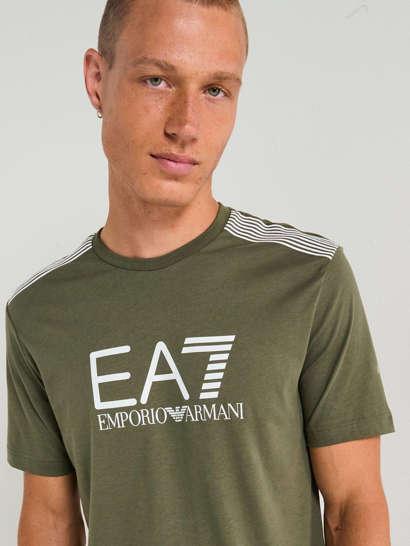  image of ea7-emporio-armani-train-7-lines-large-logo-t-shirt-green
