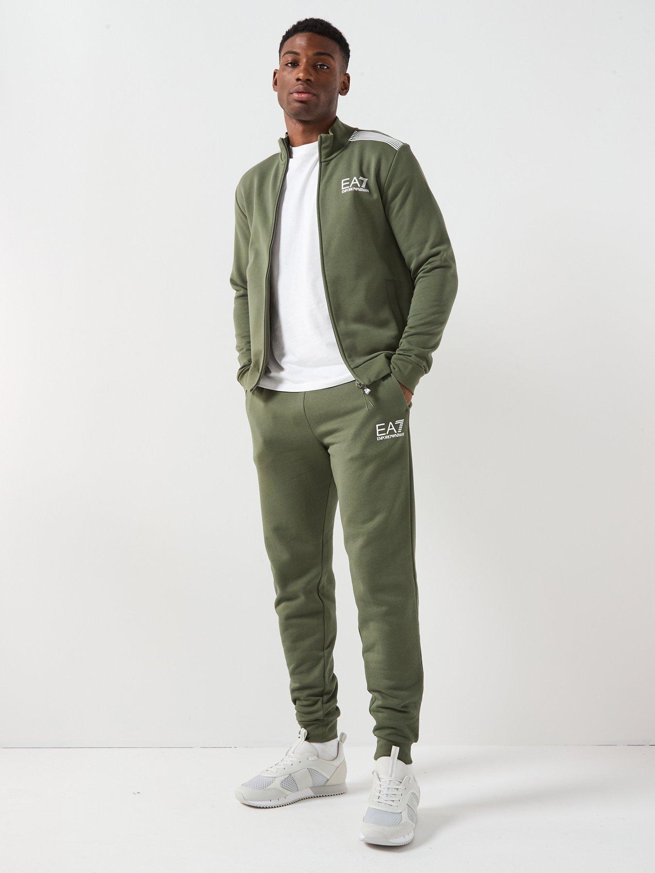 front image of ea7-emporio-armani-train-7-lines-large-logo-tracksuit-green