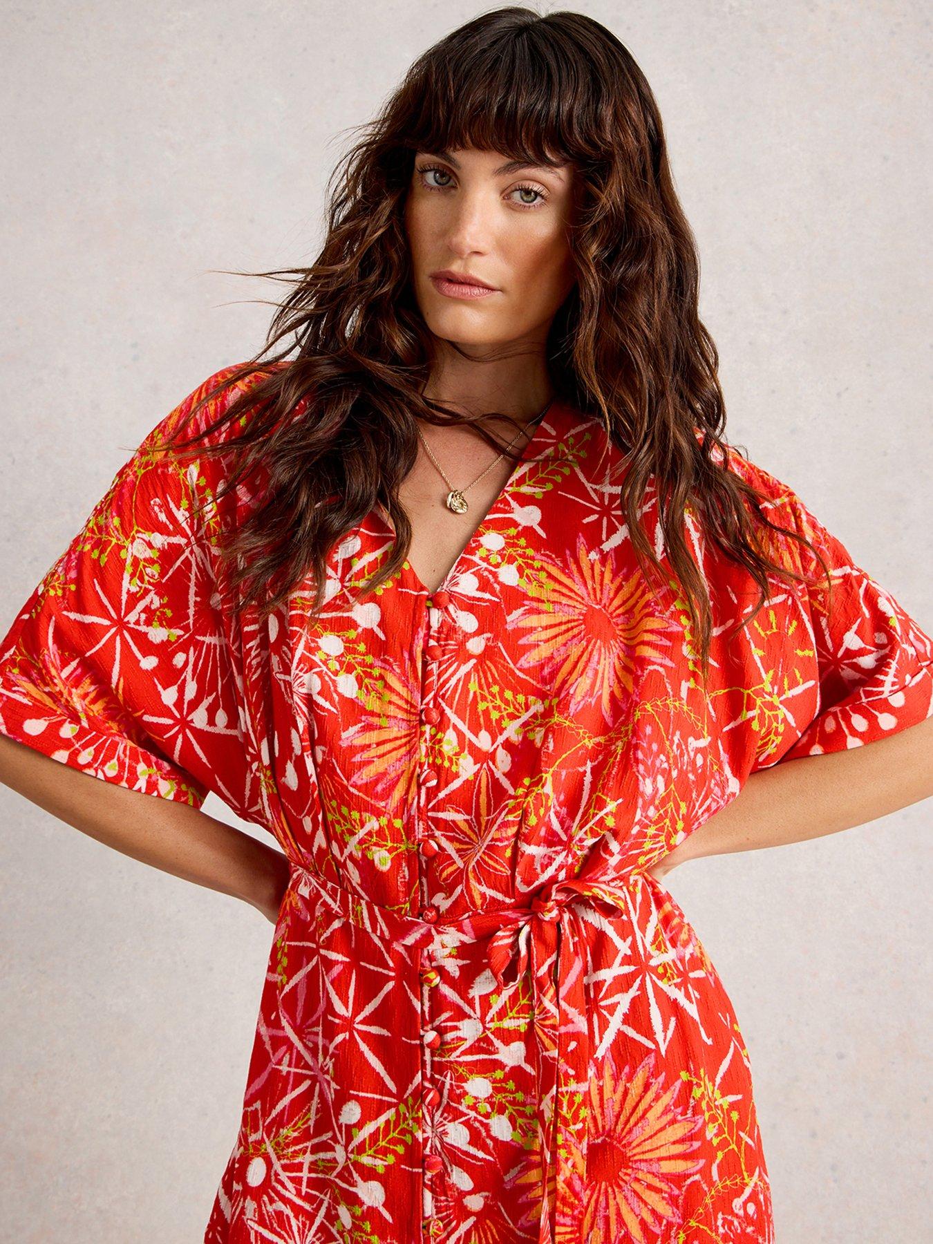 Image 4 of 6 of White Stuff Kiki Kimono Dress - Red