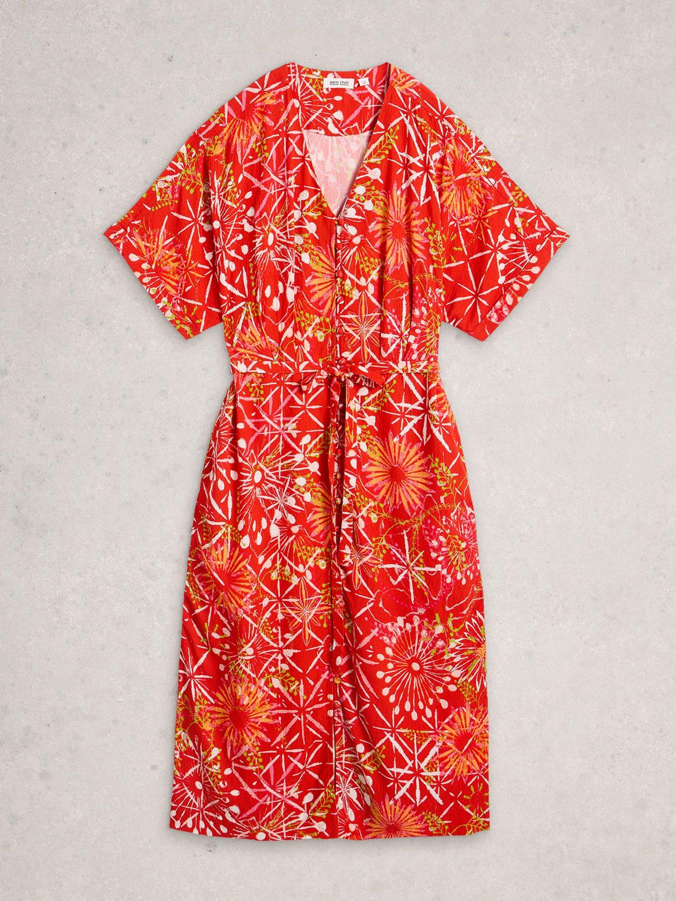 Image 5 of 6 of White Stuff Kiki Kimono Dress - Red