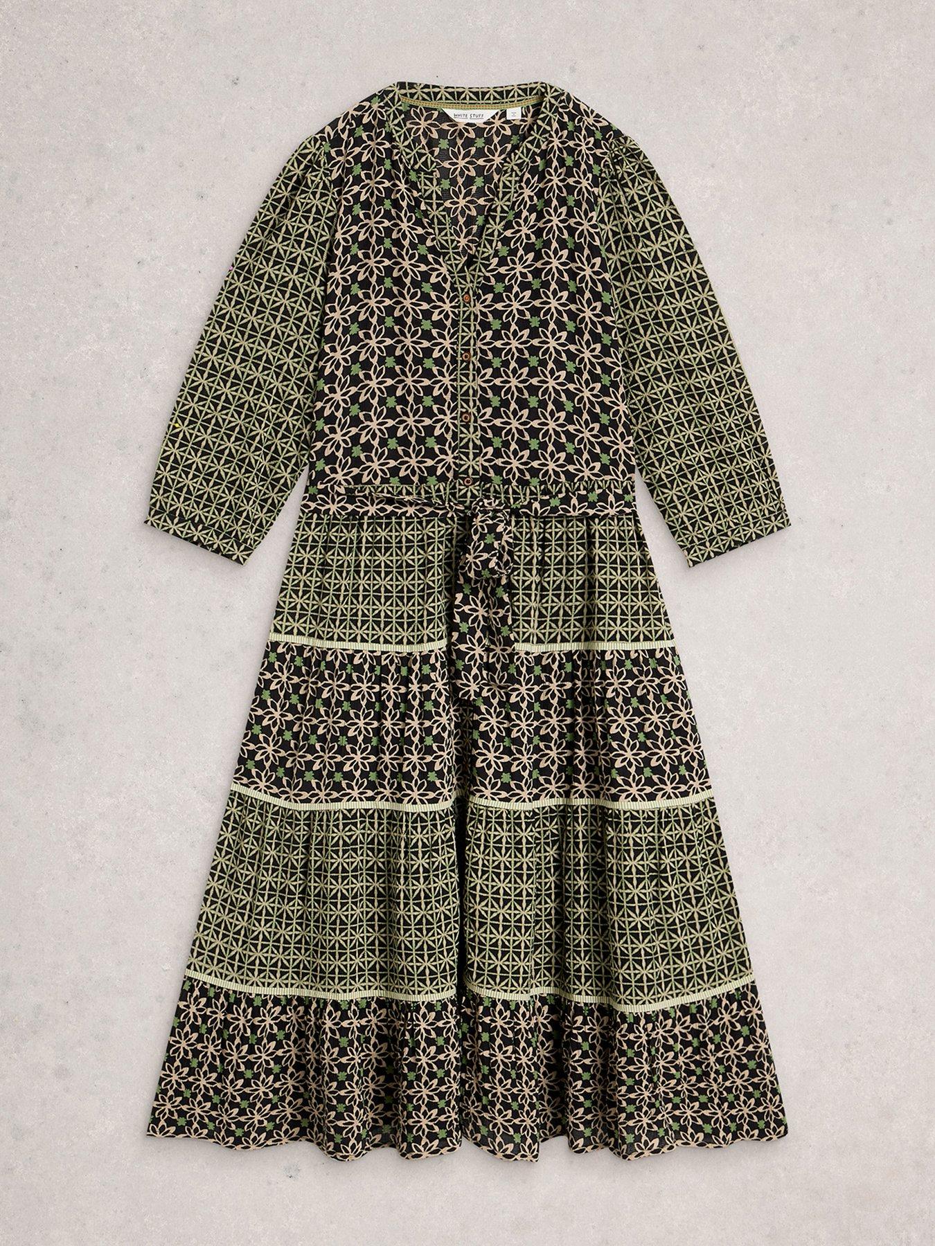 Image 5 of 6 of White Stuff Mabel Mixed Print Dress - Black