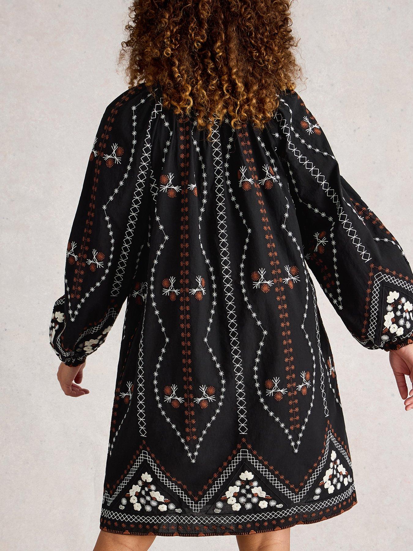 Image 2 of 6 of White Stuff Aurora Embroidered Dress - Black