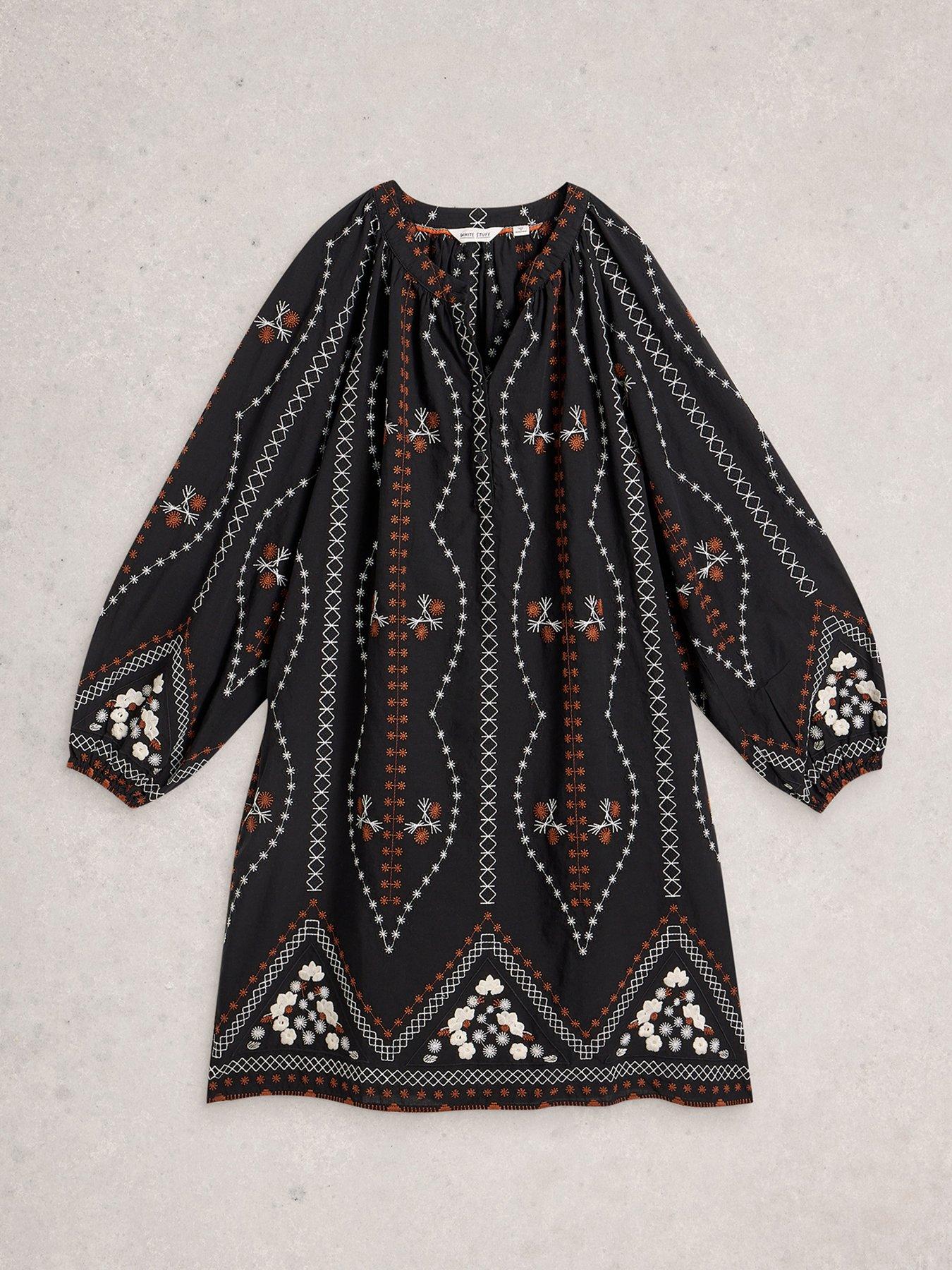 Image 5 of 6 of White Stuff Aurora Embroidered Dress - Black