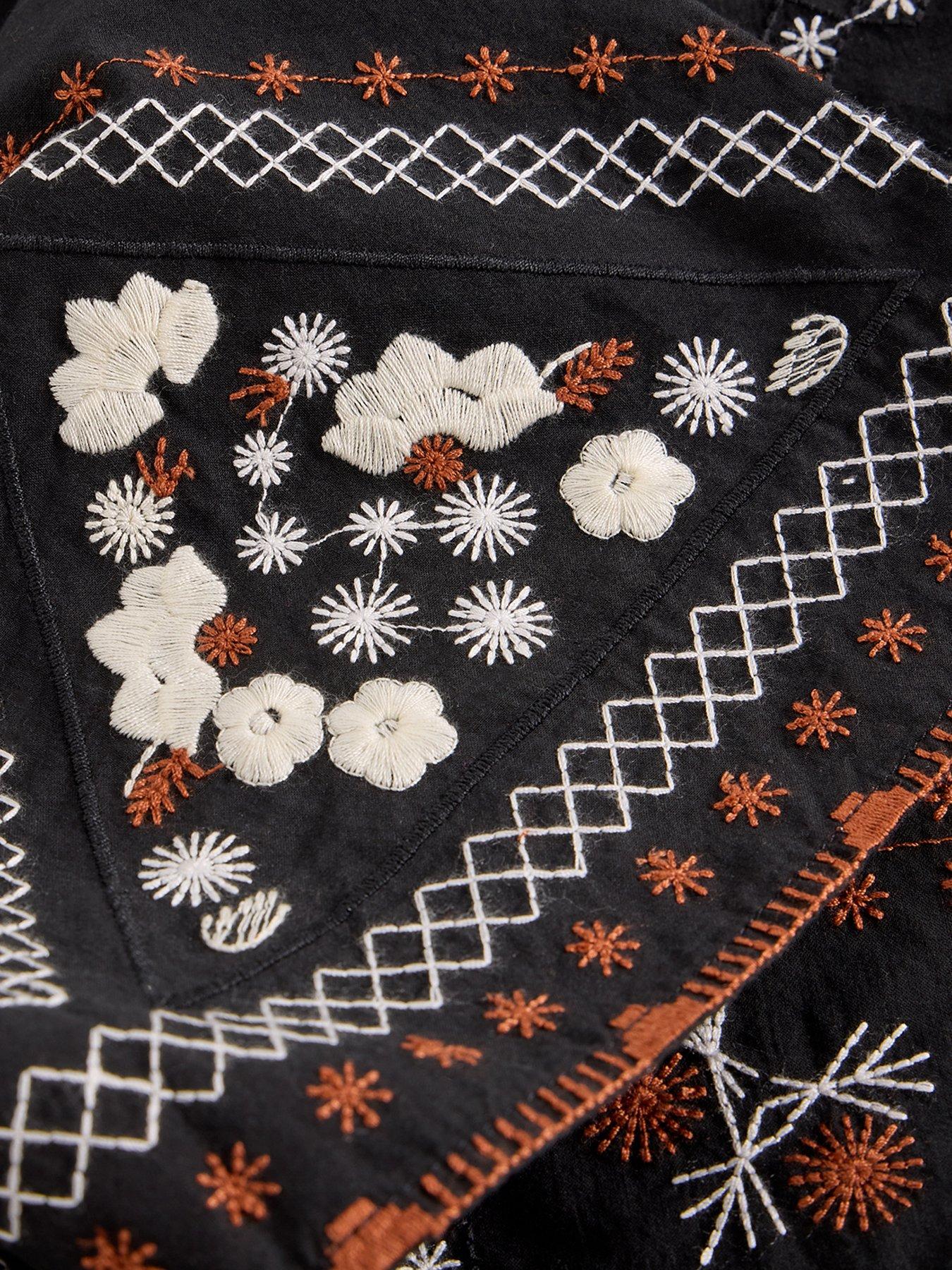 Image 6 of 6 of White Stuff Aurora Embroidered Dress - Black