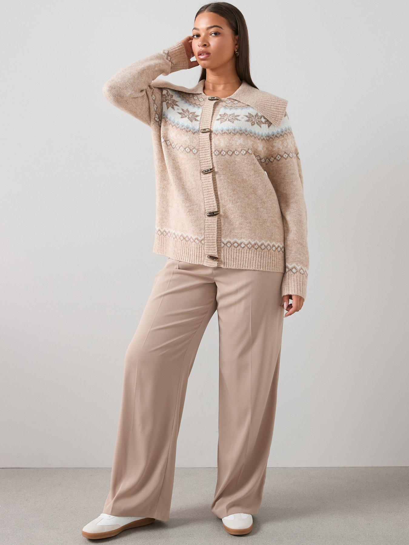 Image 3 of 7 of The Very Collection Curve Fairisle Toggle Cardigan - Beige