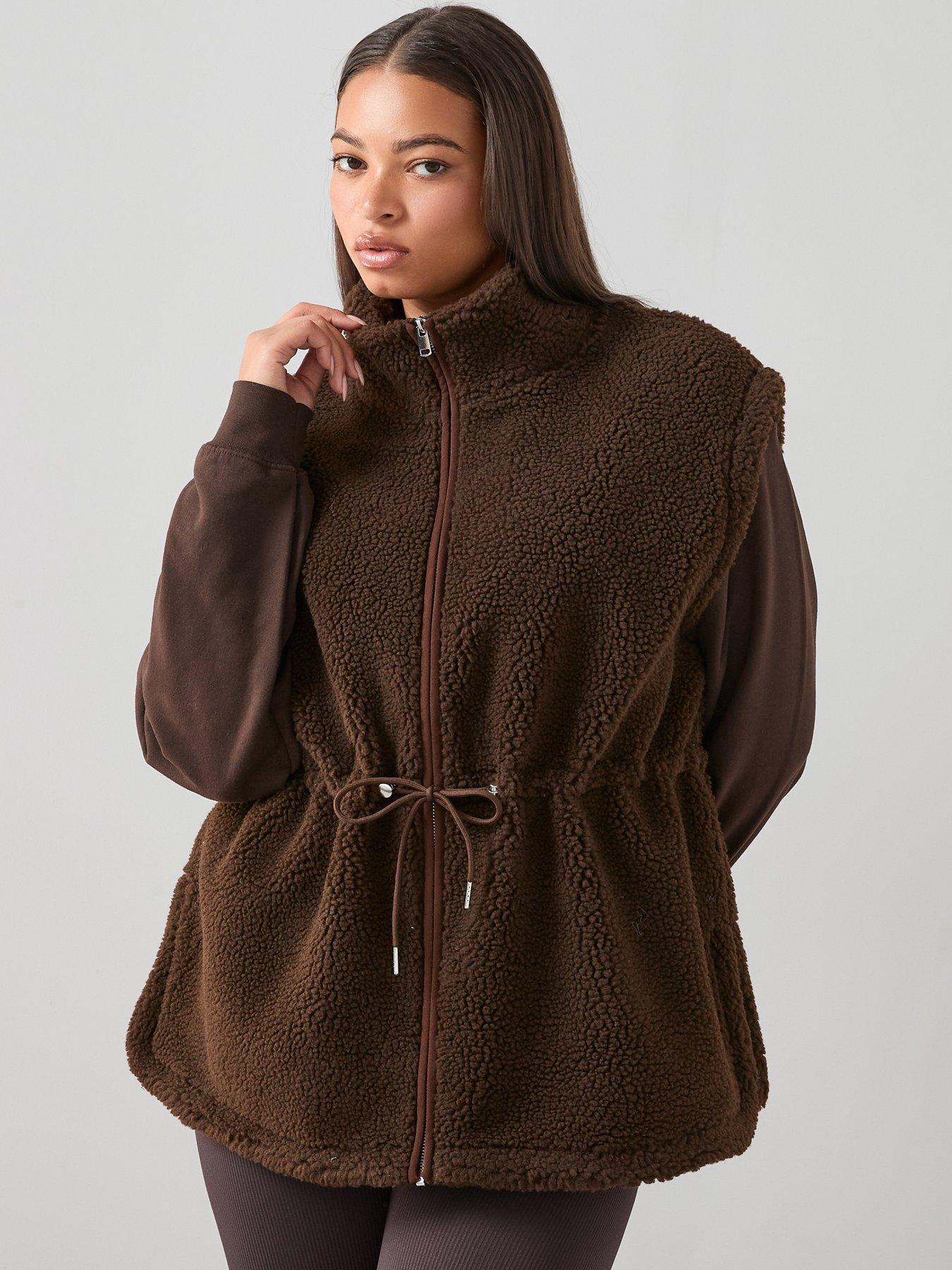 The Very Collection Curve Fleece Gilet - Dark Brown