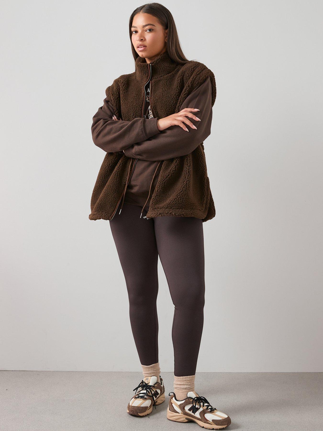  image of the-very-collection-curve-fleece-gilet-dark-brown