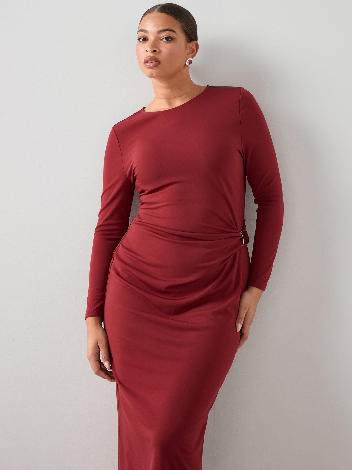 Image 5 of 7 of The Very Collection Curve Trim Detail Jersey Dress - Red