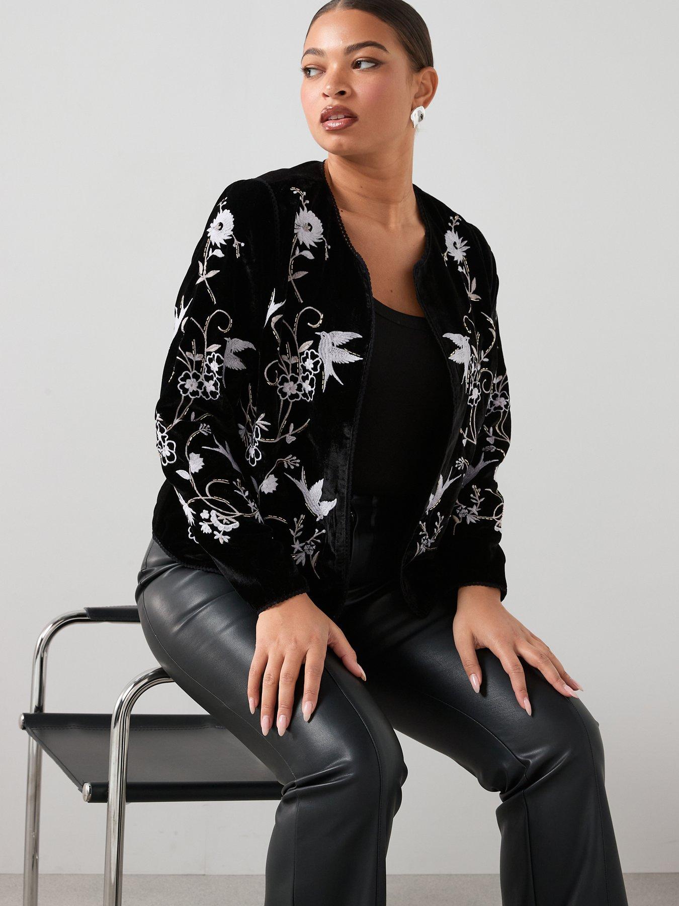 The Very Collection Curve Embroidered Velvet Jacket