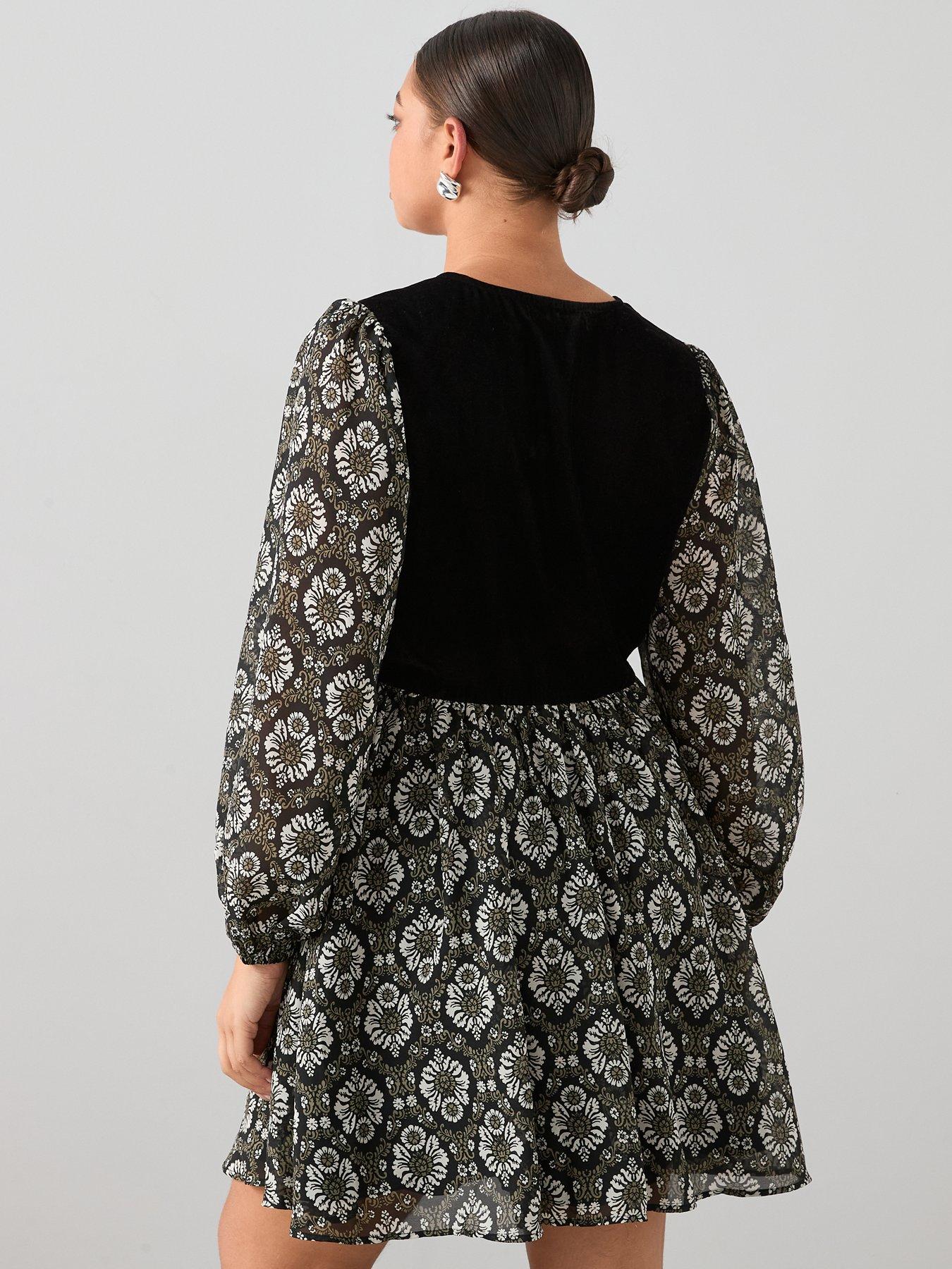  image of the-very-collection-curve-2-in-1-waistcoat-mini-dress-print
