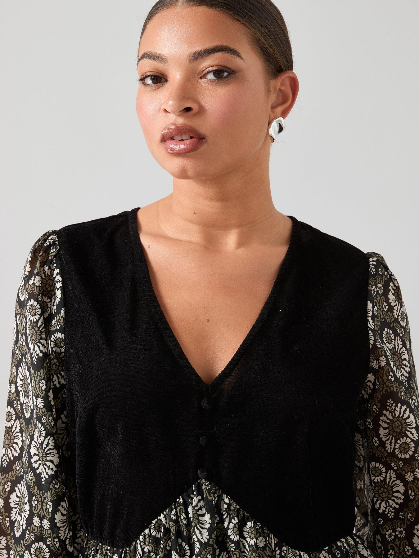 image of the-very-collection-curve-2-in-1-waistcoat-mini-dress-print