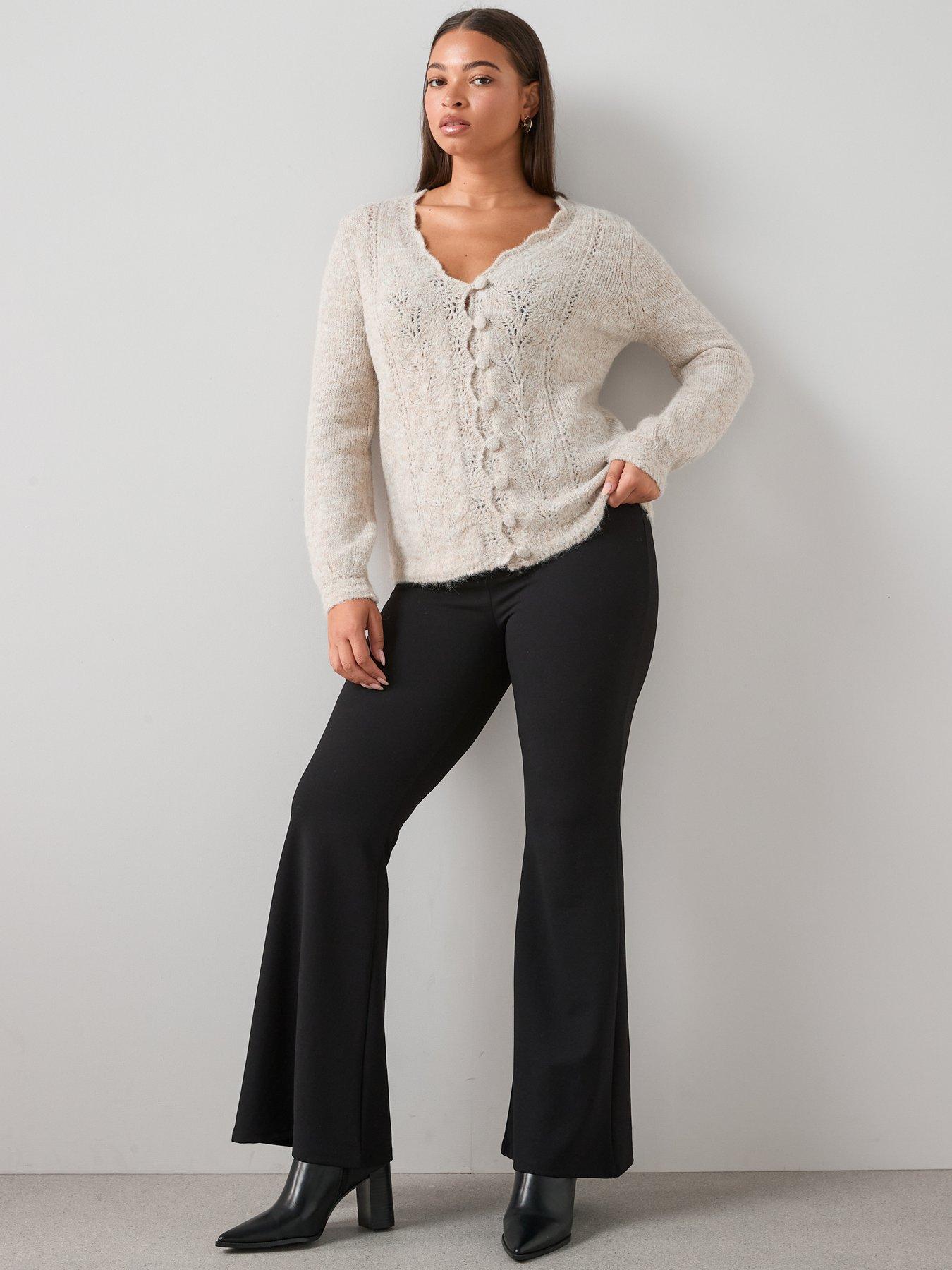 Image 3 of 7 of The Very Collection Curve Pointelle Knitted Cardigan - Beige