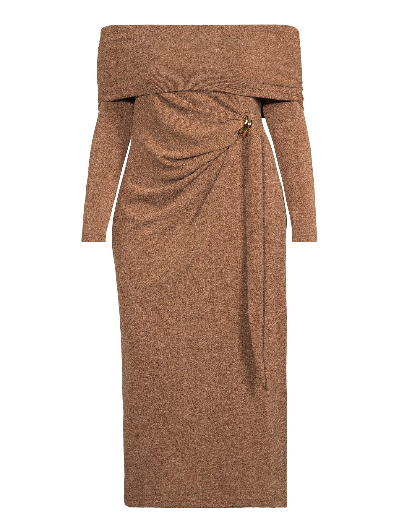 Image 7 of 7 of The Very Collection Curve Trim Detail Off The Shoulder Midaxi Dress