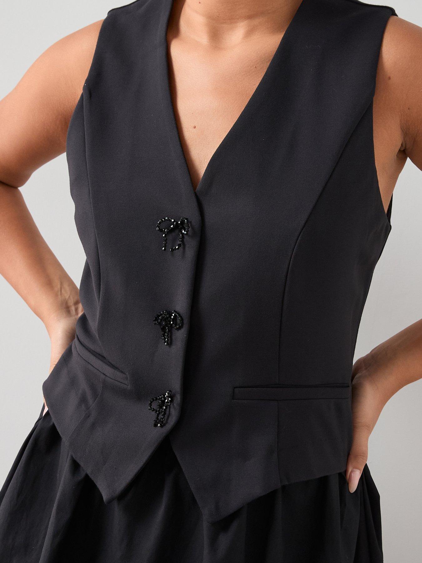  image of the-very-collection-curve-bow-trim-2-in-1-midi-dress-black