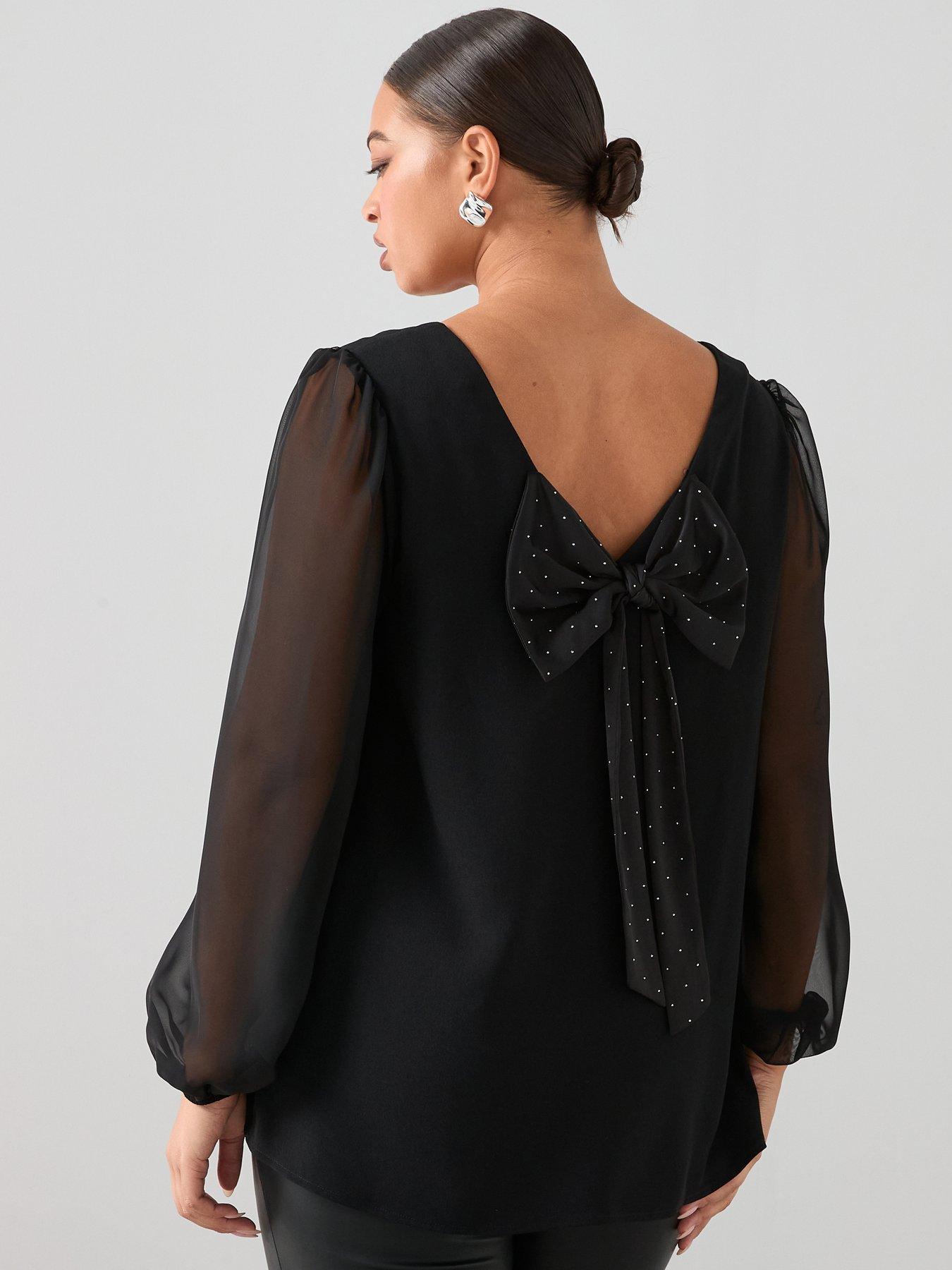  image of the-very-collection-curve-bow-back-top-black