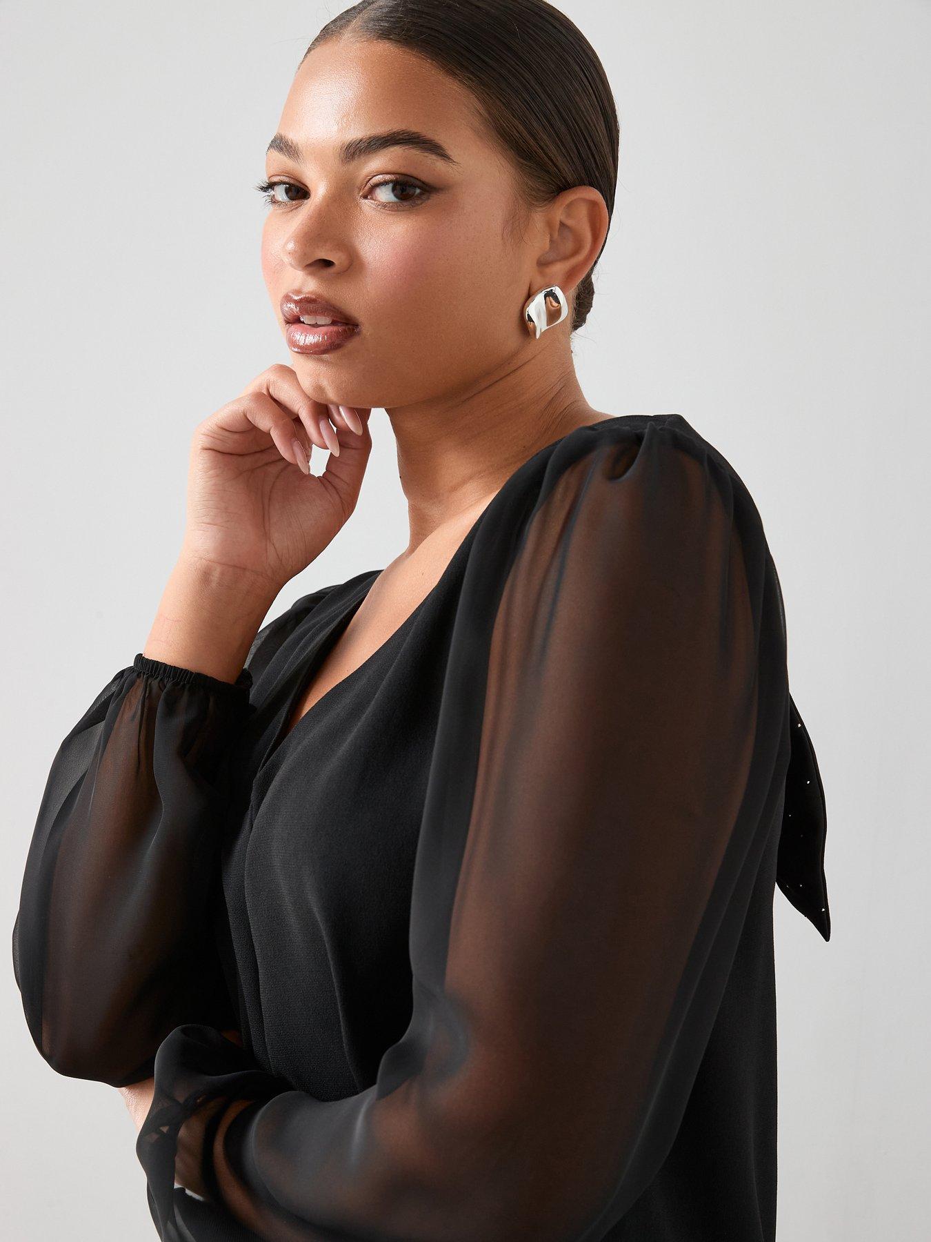  image of the-very-collection-curve-bow-back-top-black