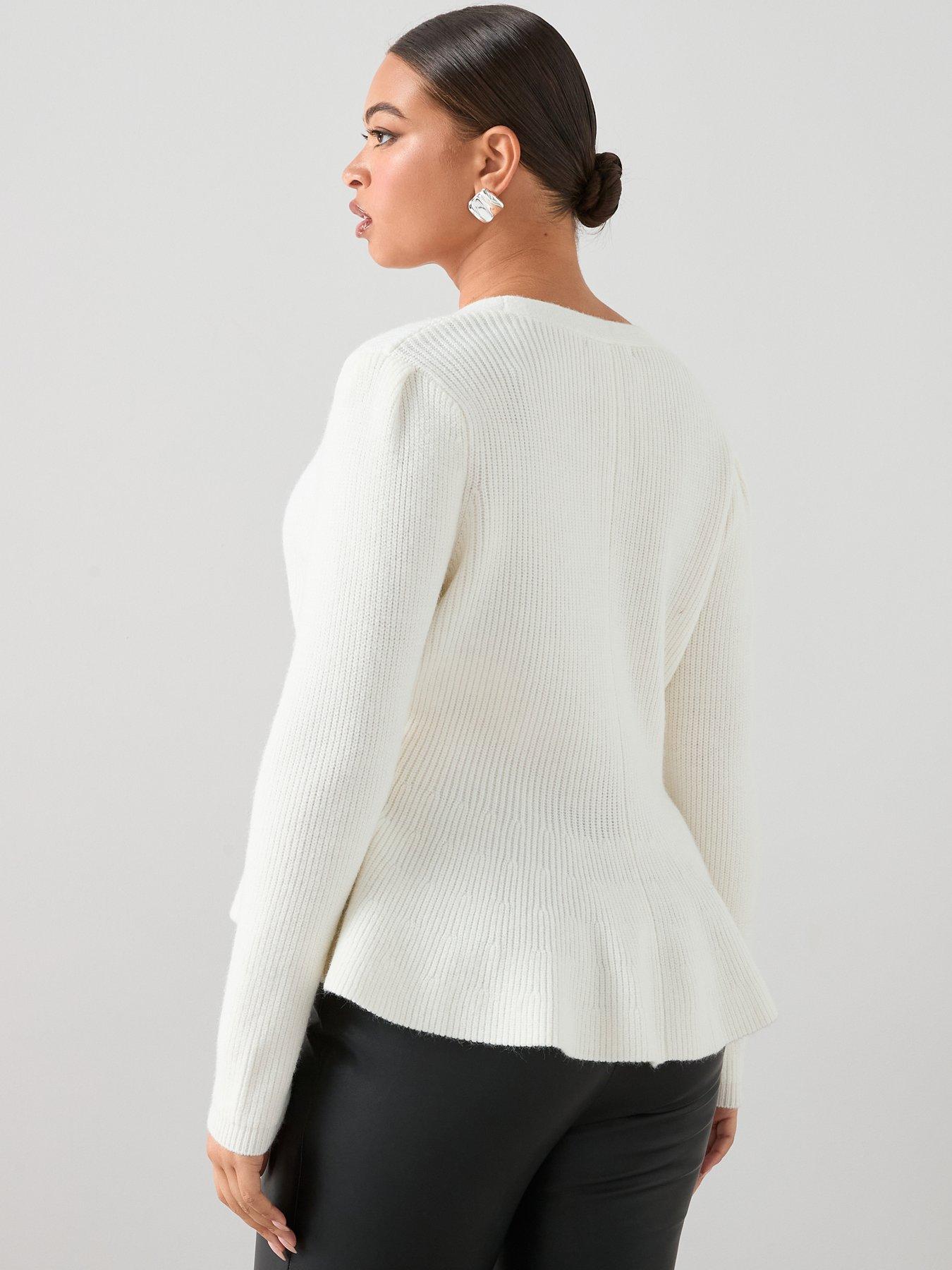 image of the-very-collection-curve-button-through-peplum-cardigan