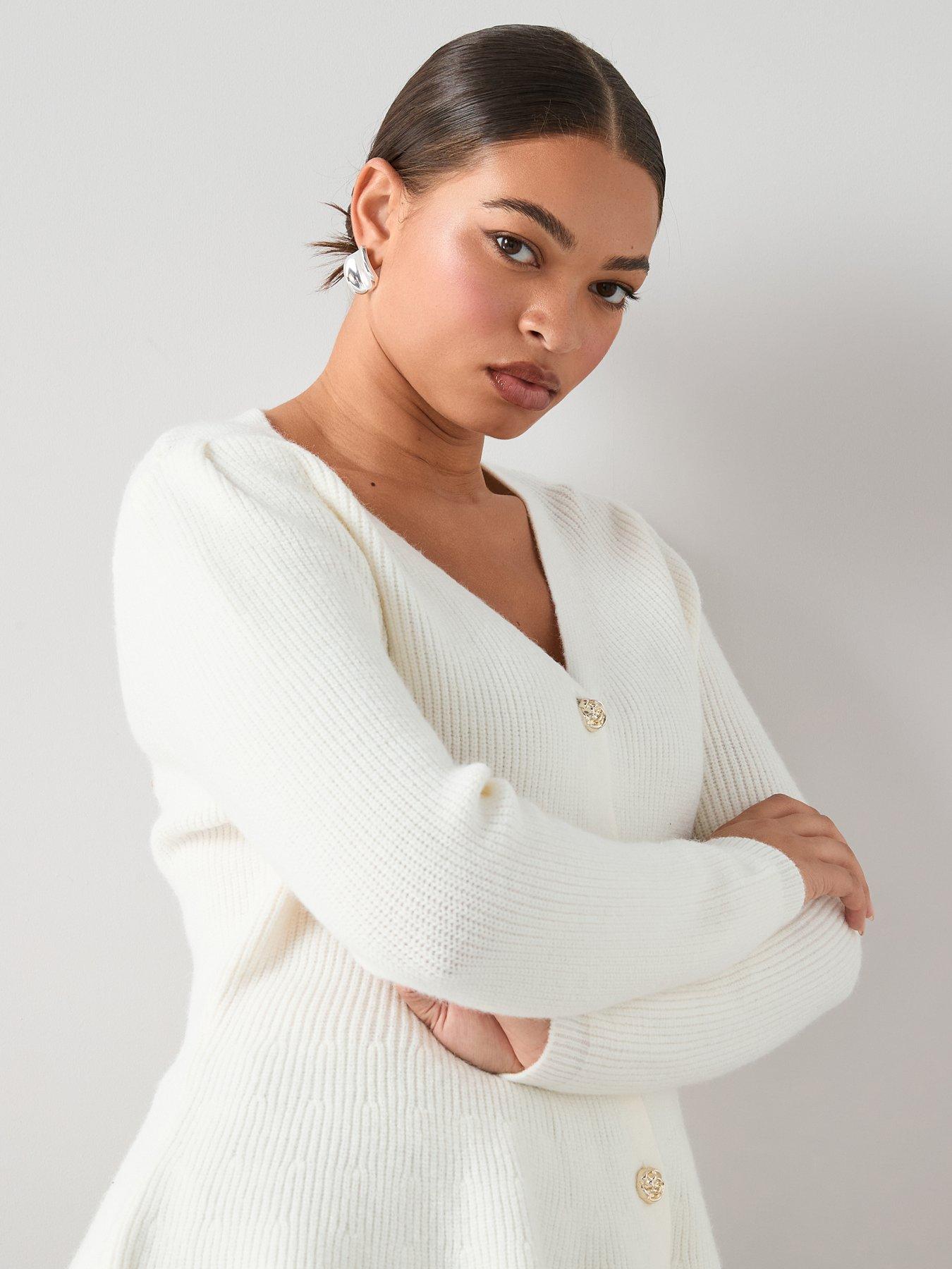  image of the-very-collection-curve-button-through-peplum-cardigan