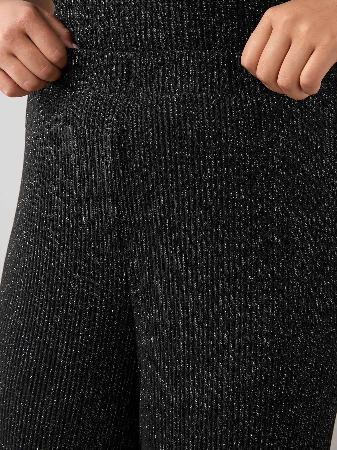 Image 5 of 7 of The Very Collection Curve Lurex Plisse Wide Leg Trouser Co-Ord - Black